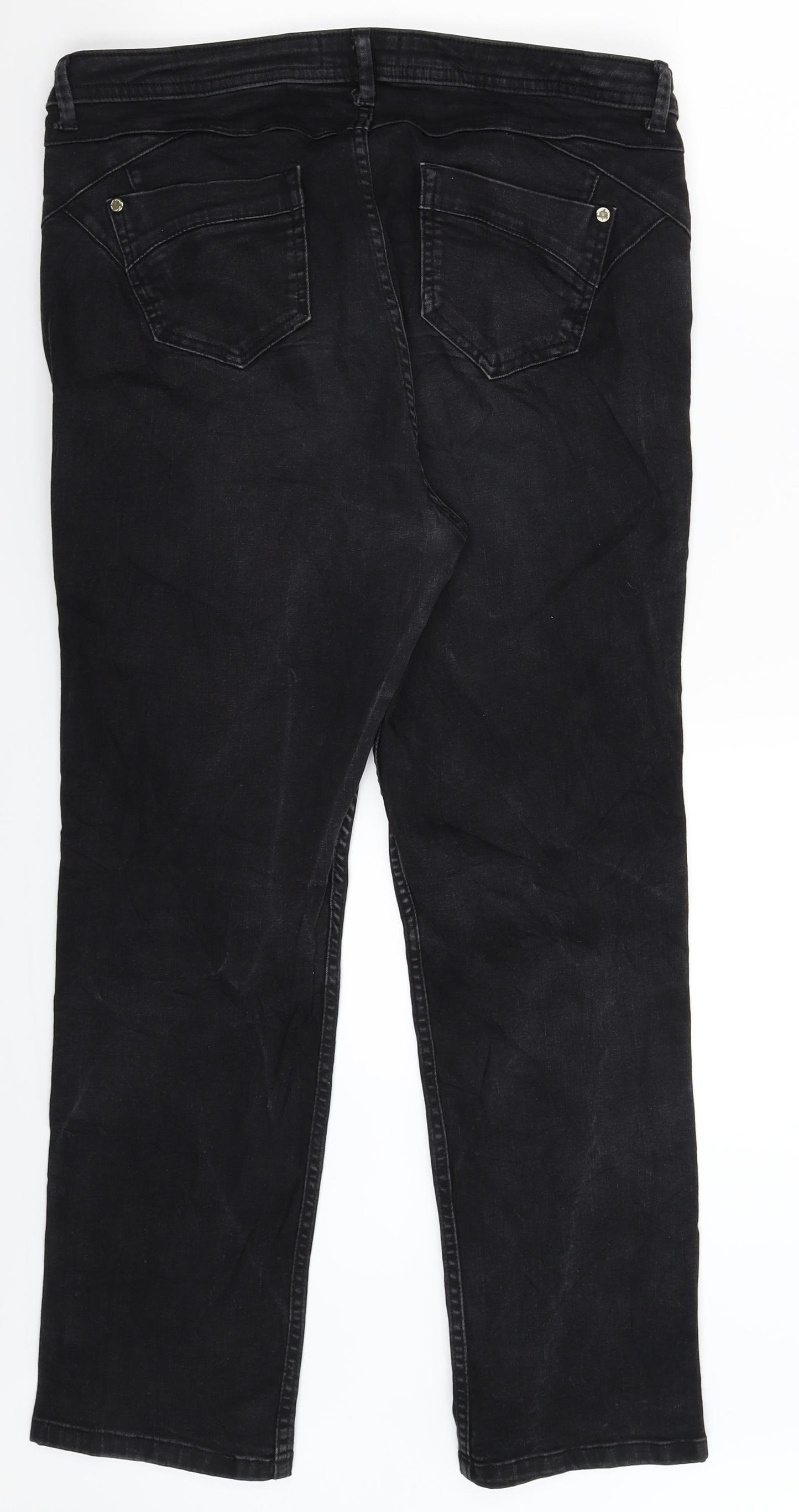 Per Una Womens Black  Denim Straight Jeans Size 16 L28 in