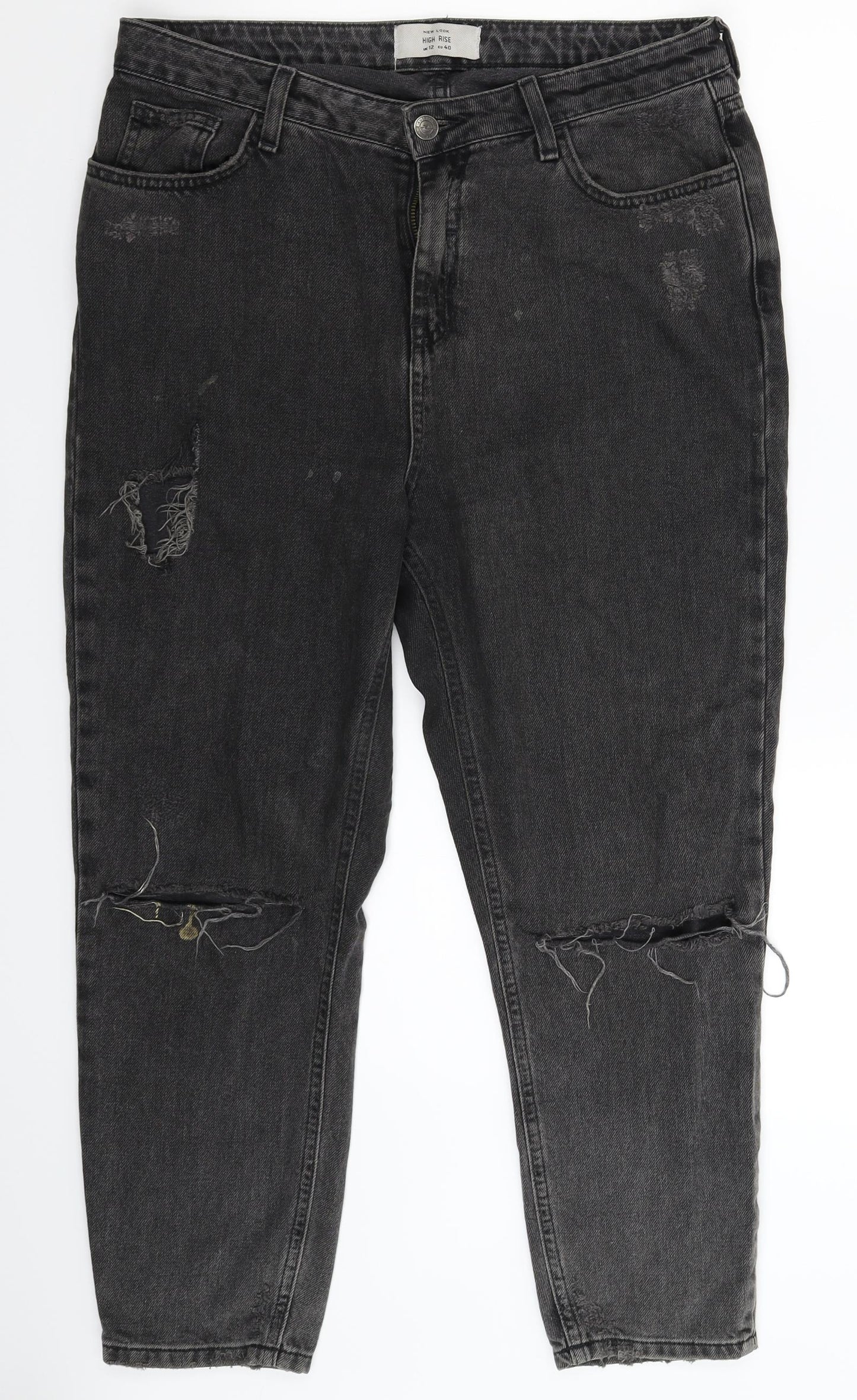 New Look Womens Black  Denim Cropped Jeans Size 12 L24 in