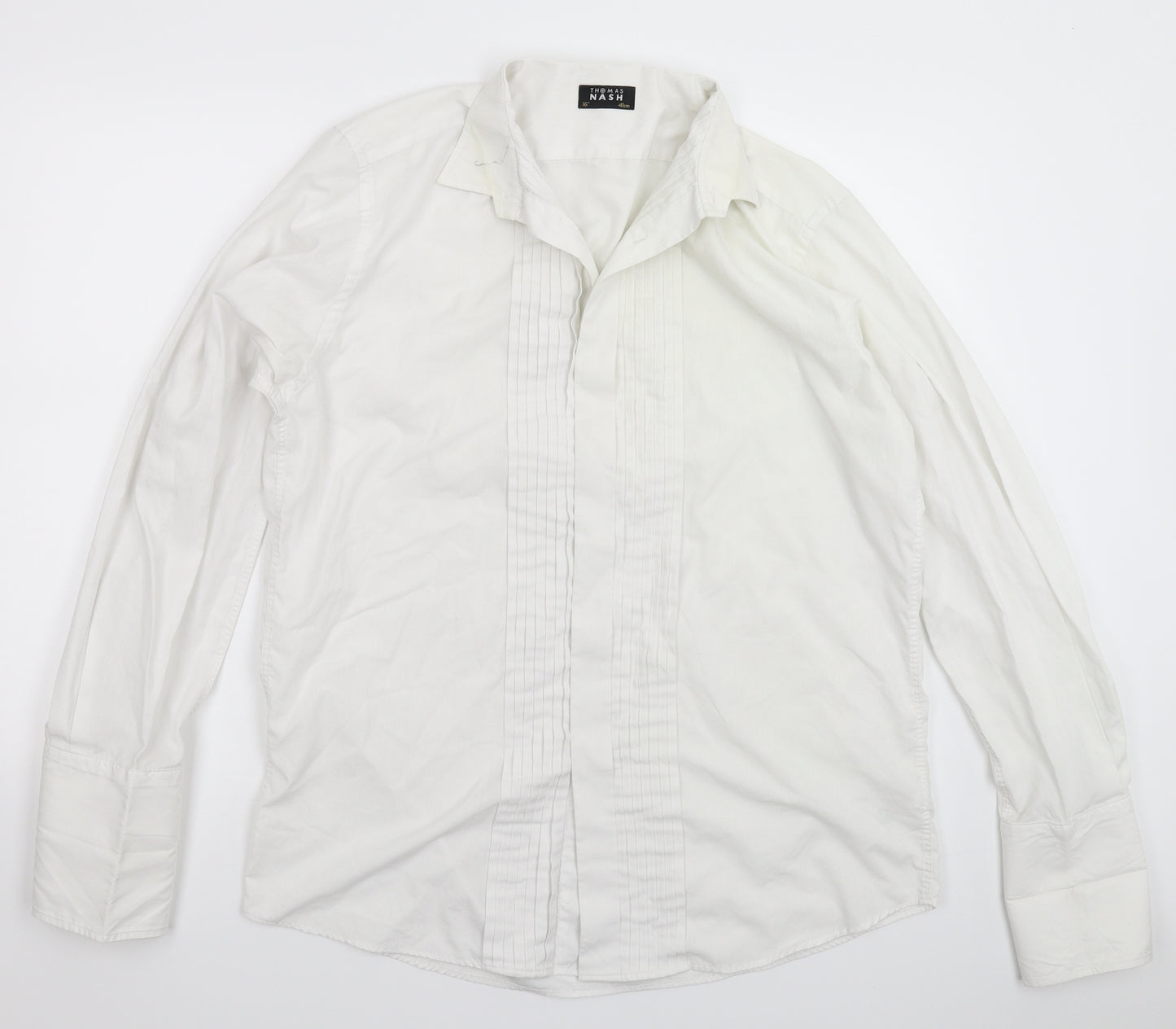 Thomas Nash Mens White    Dress Shirt Size 16