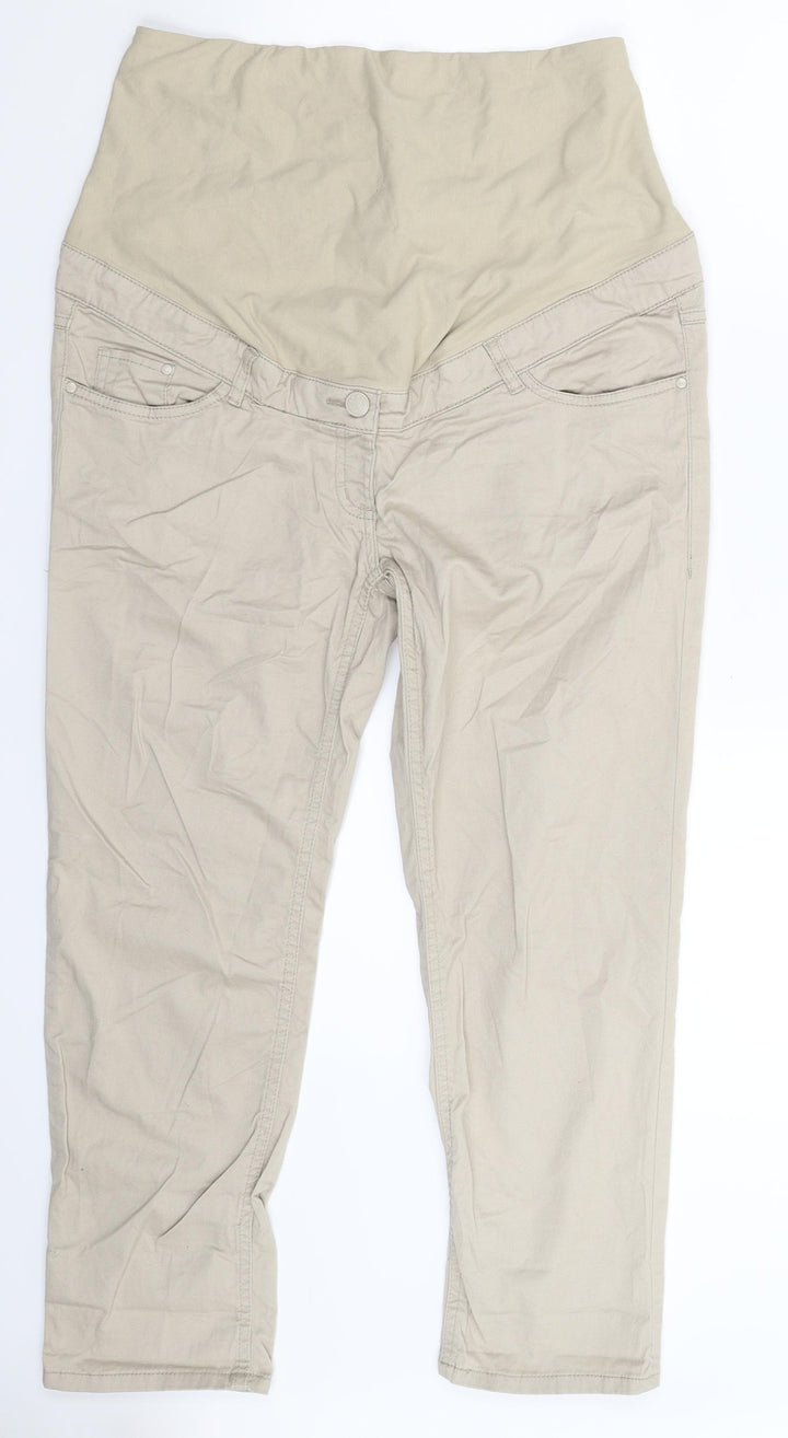H&M Womens Beige  Denim Cropped Trousers Size 14 L23 in