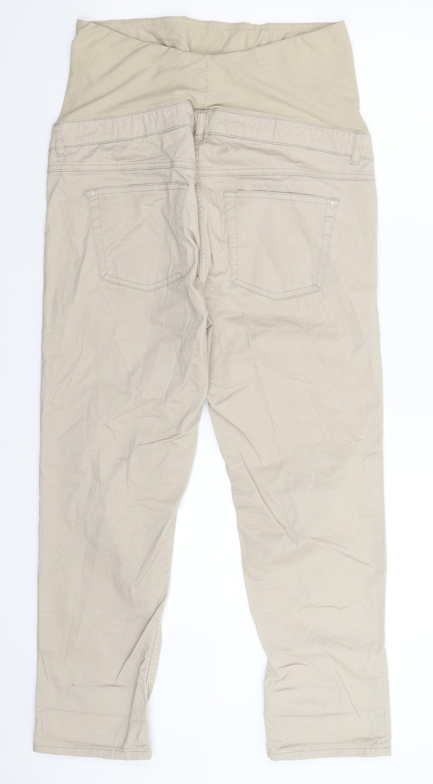H&M Womens Beige  Denim Cropped Trousers Size 14 L23 in
