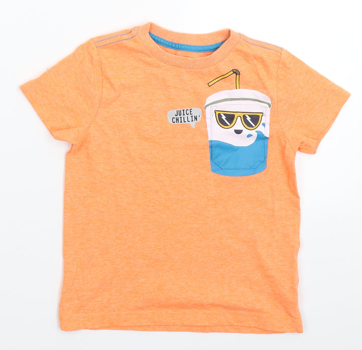 F&F Boys Orange Basic T-Shirt Size 3-4 Years