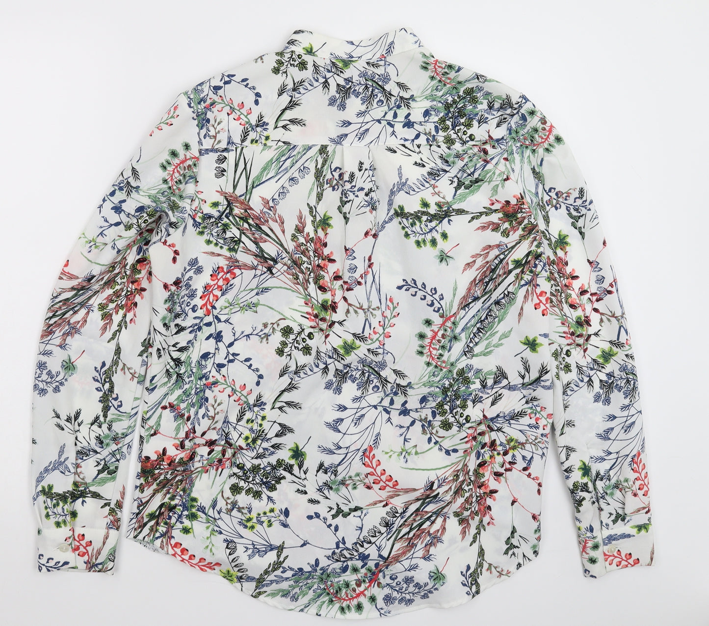 Warehouse Womens White Floral  Basic Button-Up Size 12