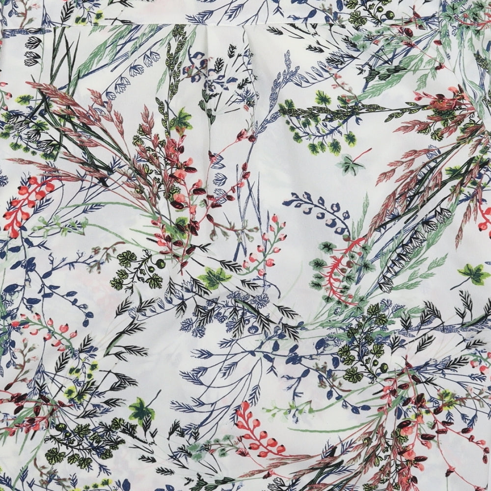 Warehouse Womens White Floral  Basic Button-Up Size 12