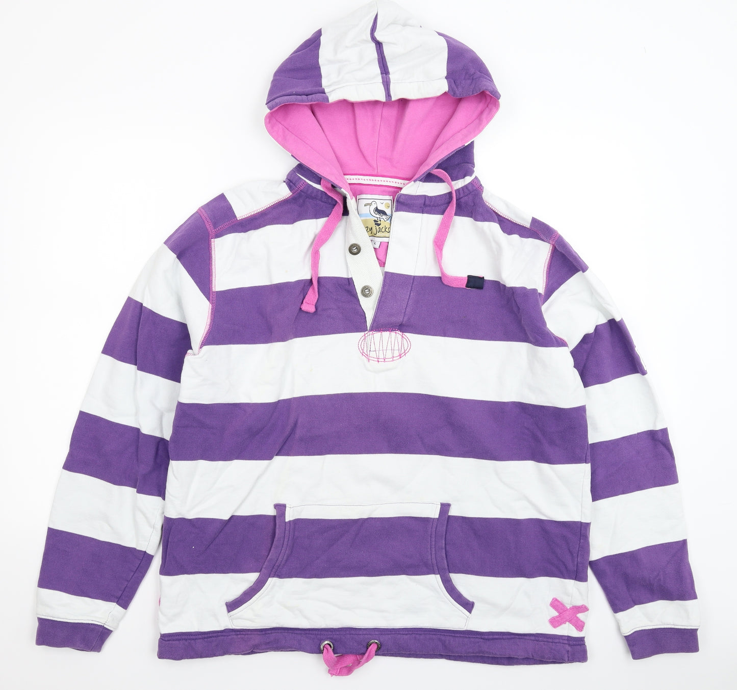 Lazy Jacks Mens Purple Striped  Pullover Hoodie Size L