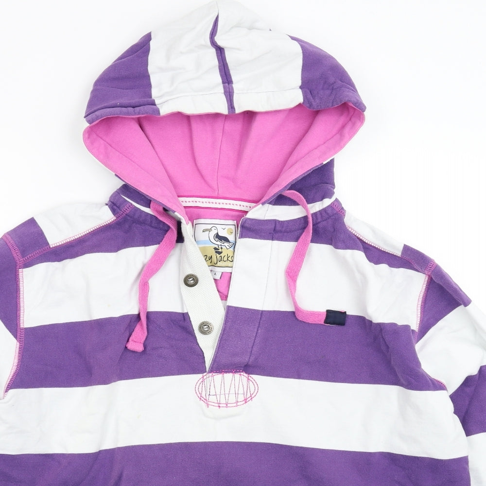 Lazy Jacks Mens Purple Striped  Pullover Hoodie Size L