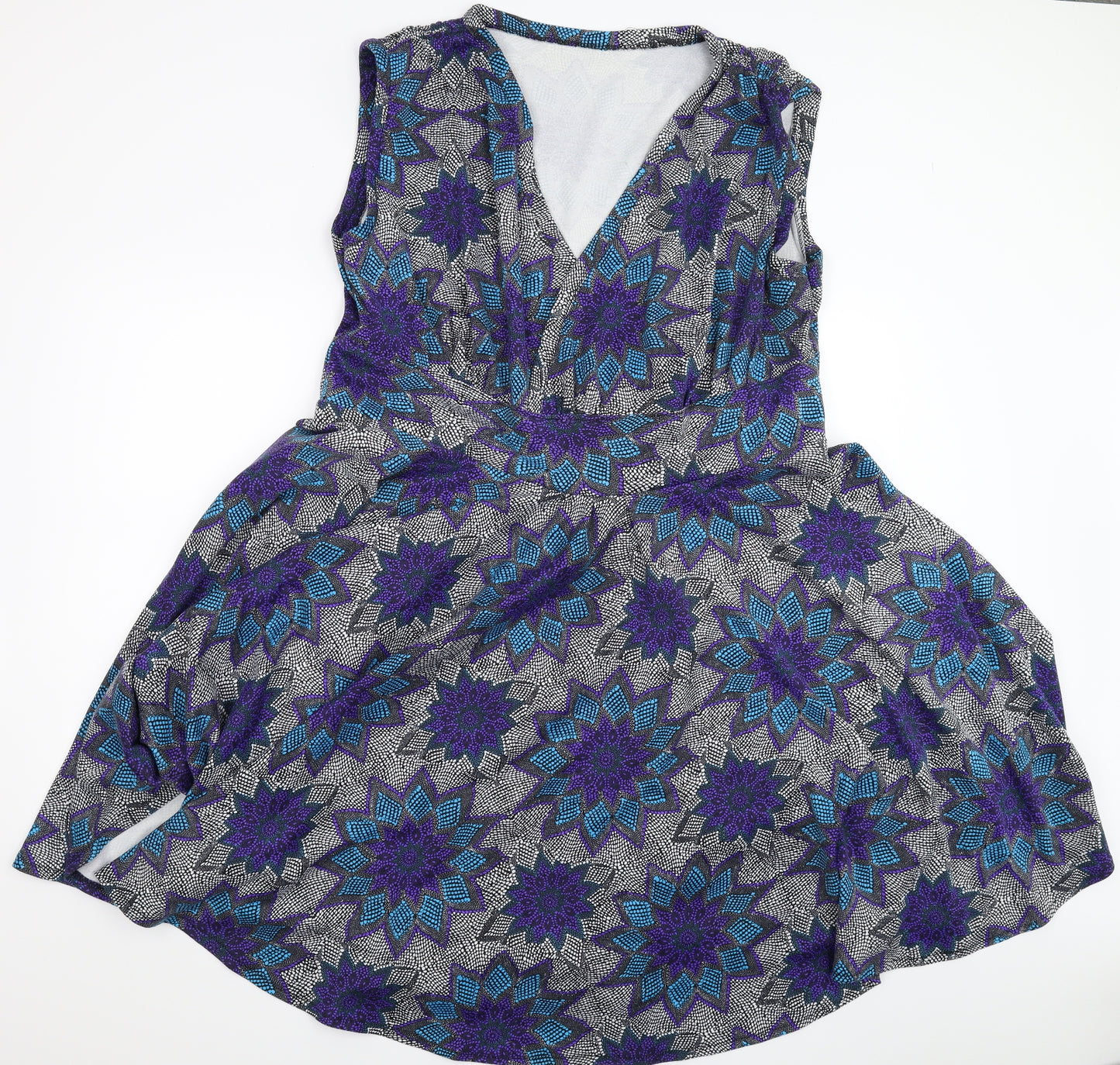 Preworn Womens Multicoloured Geometric  Fit & Flare  Size 24