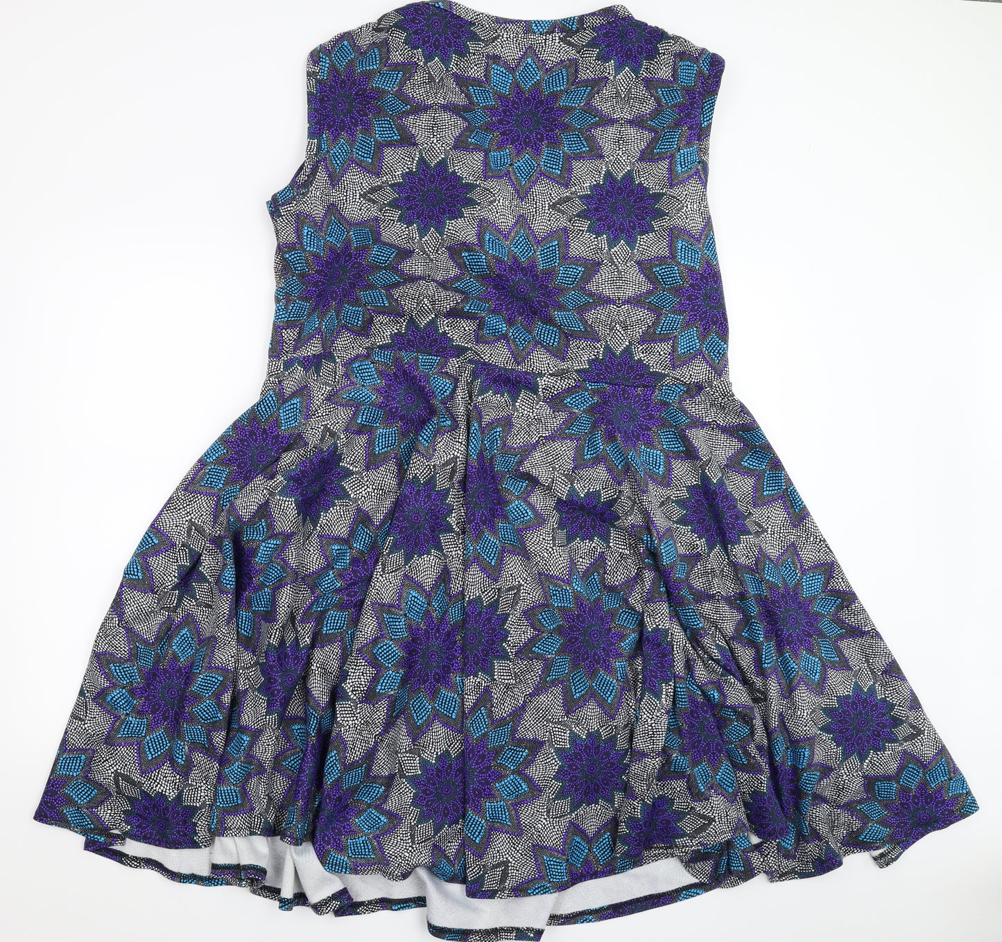 Preworn Womens Multicoloured Geometric  Fit & Flare  Size 24