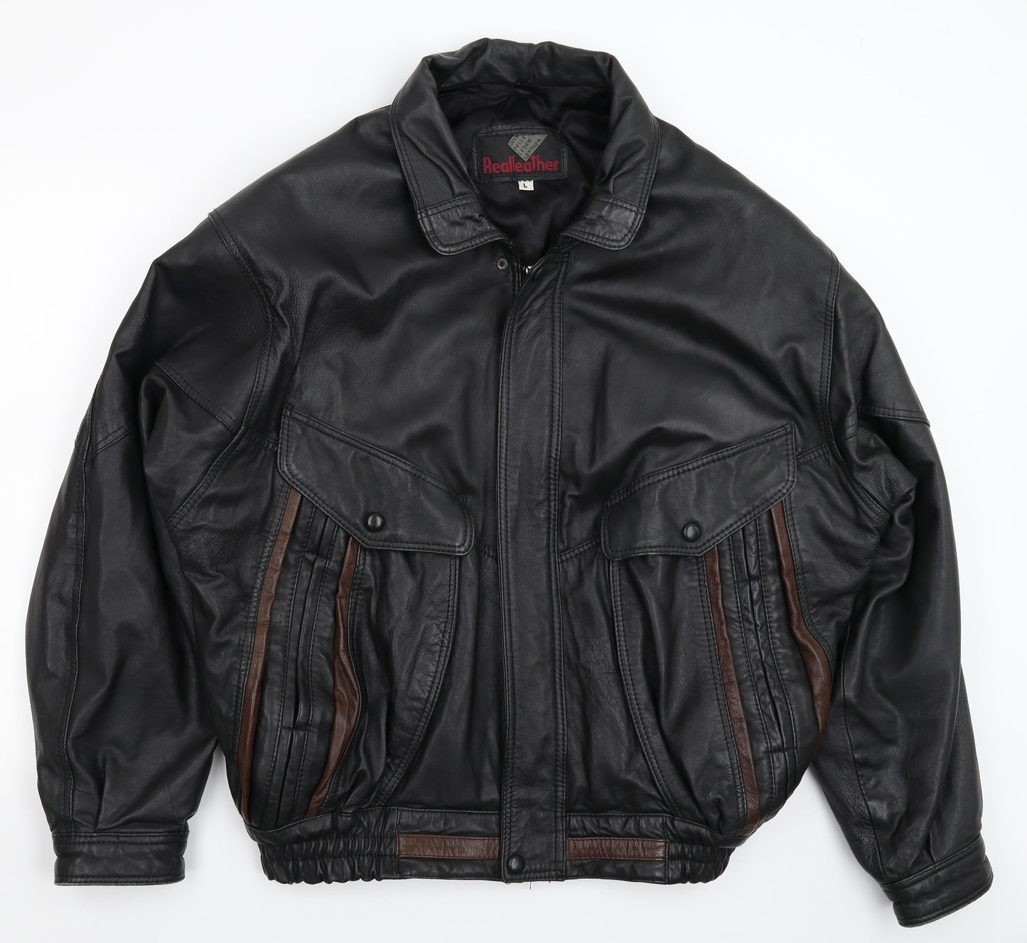 Real Leather Mens Black   Jacket  Size L