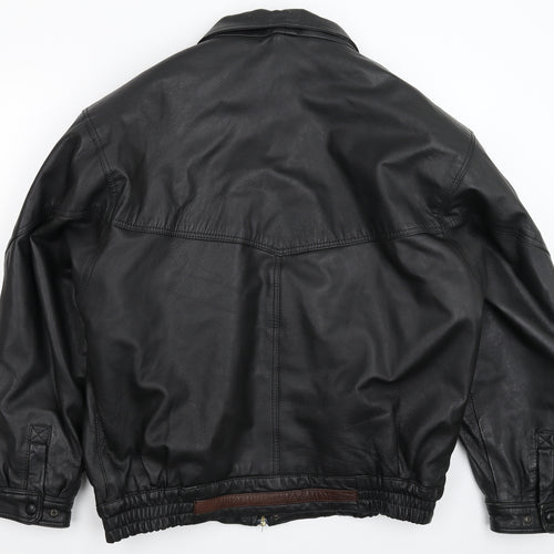 Real Leather Mens Black   Jacket  Size L