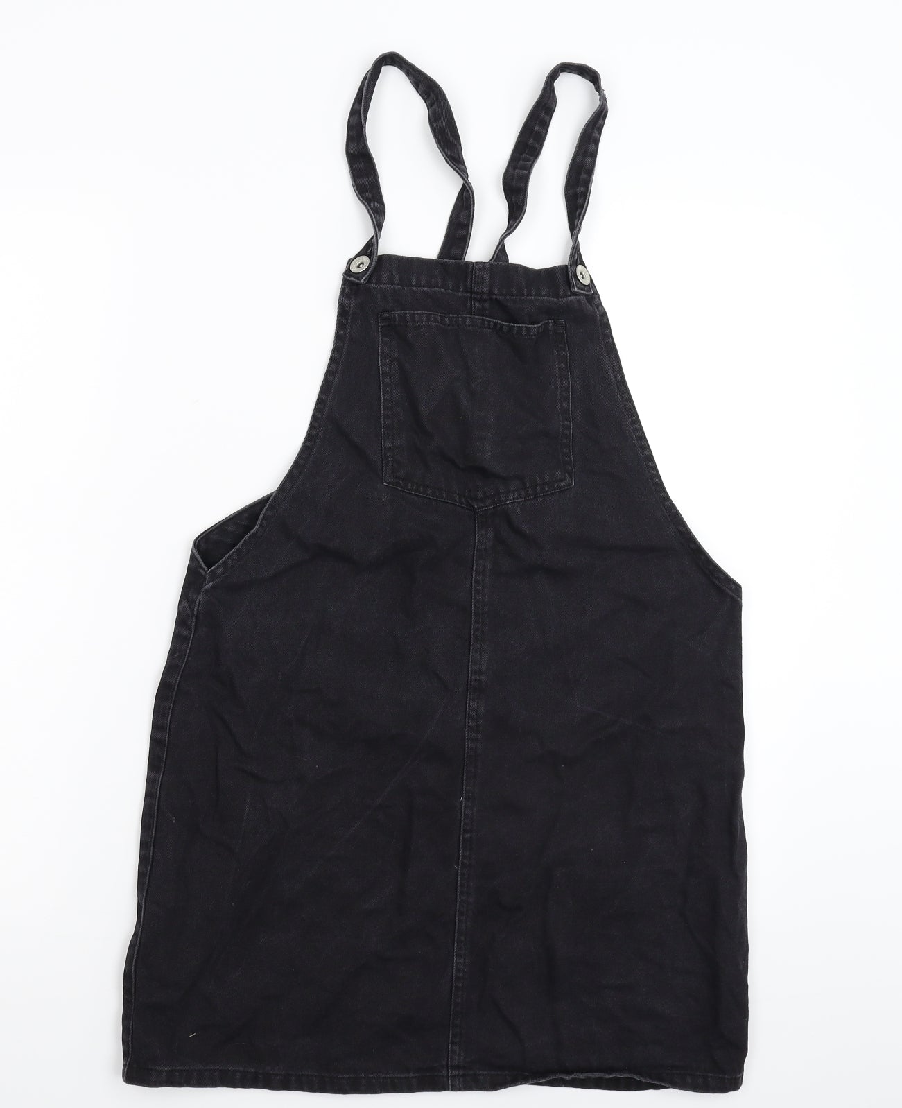 New Look Womens Black  Denim Pinafore/Dungaree Dress  Size 10