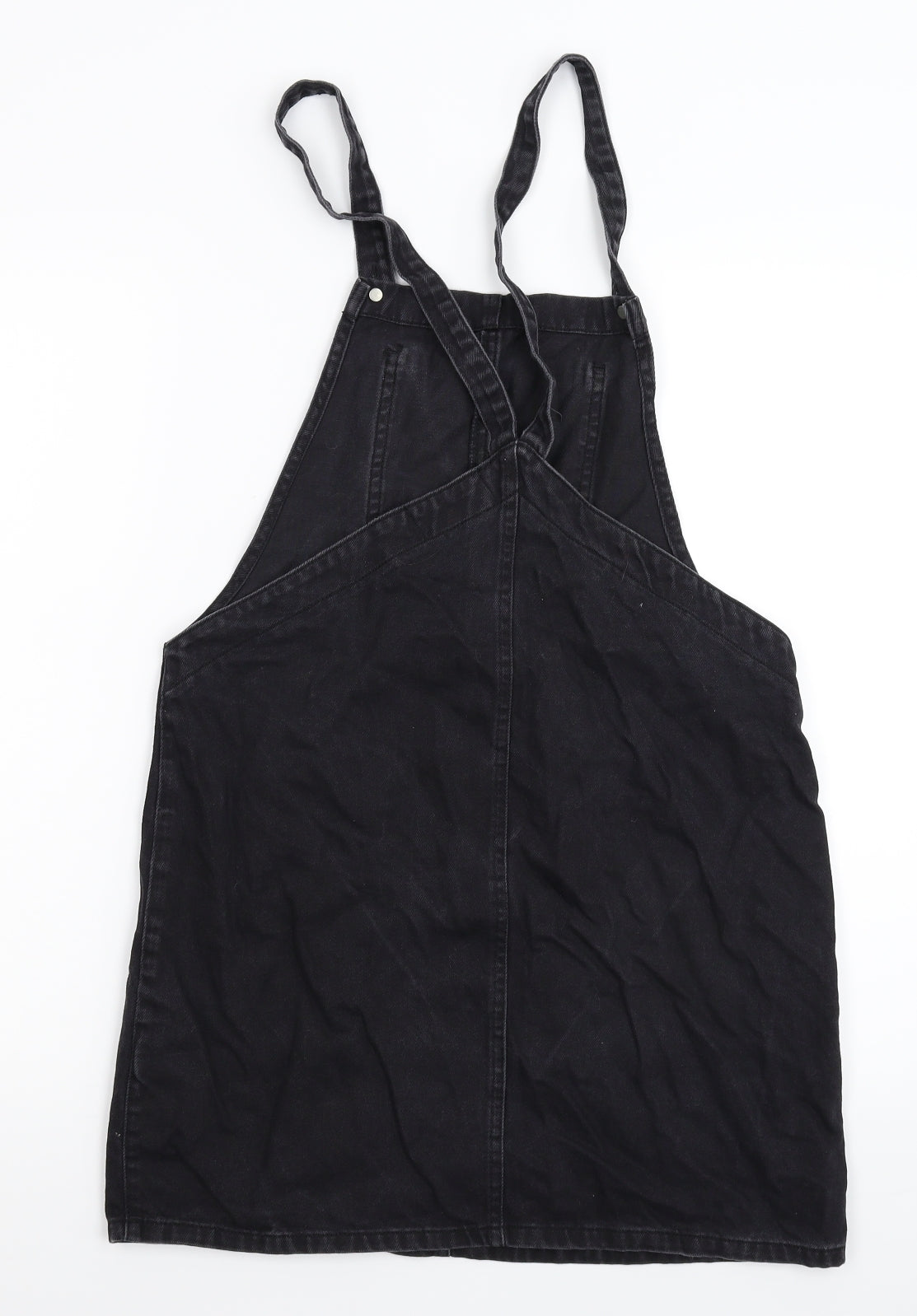 New Look Womens Black  Denim Pinafore/Dungaree Dress  Size 10