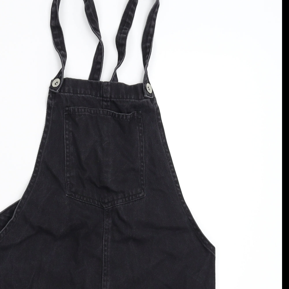 New Look Womens Black  Denim Pinafore/Dungaree Dress  Size 10