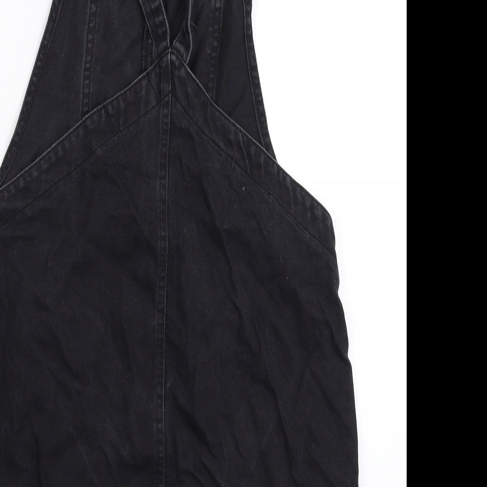 New Look Womens Black  Denim Pinafore/Dungaree Dress  Size 10