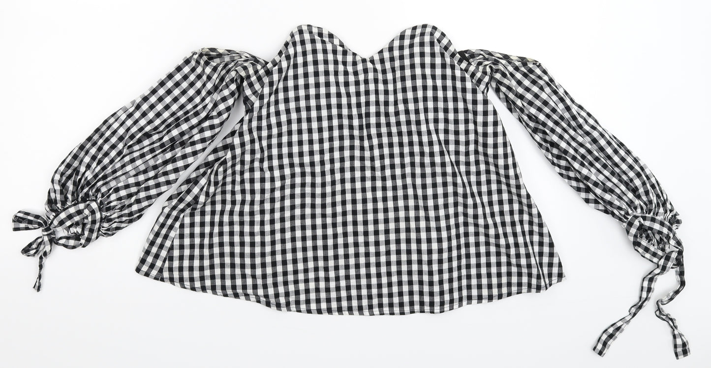 New Look Womens Multicoloured Check  Basic Blouse Size 8
