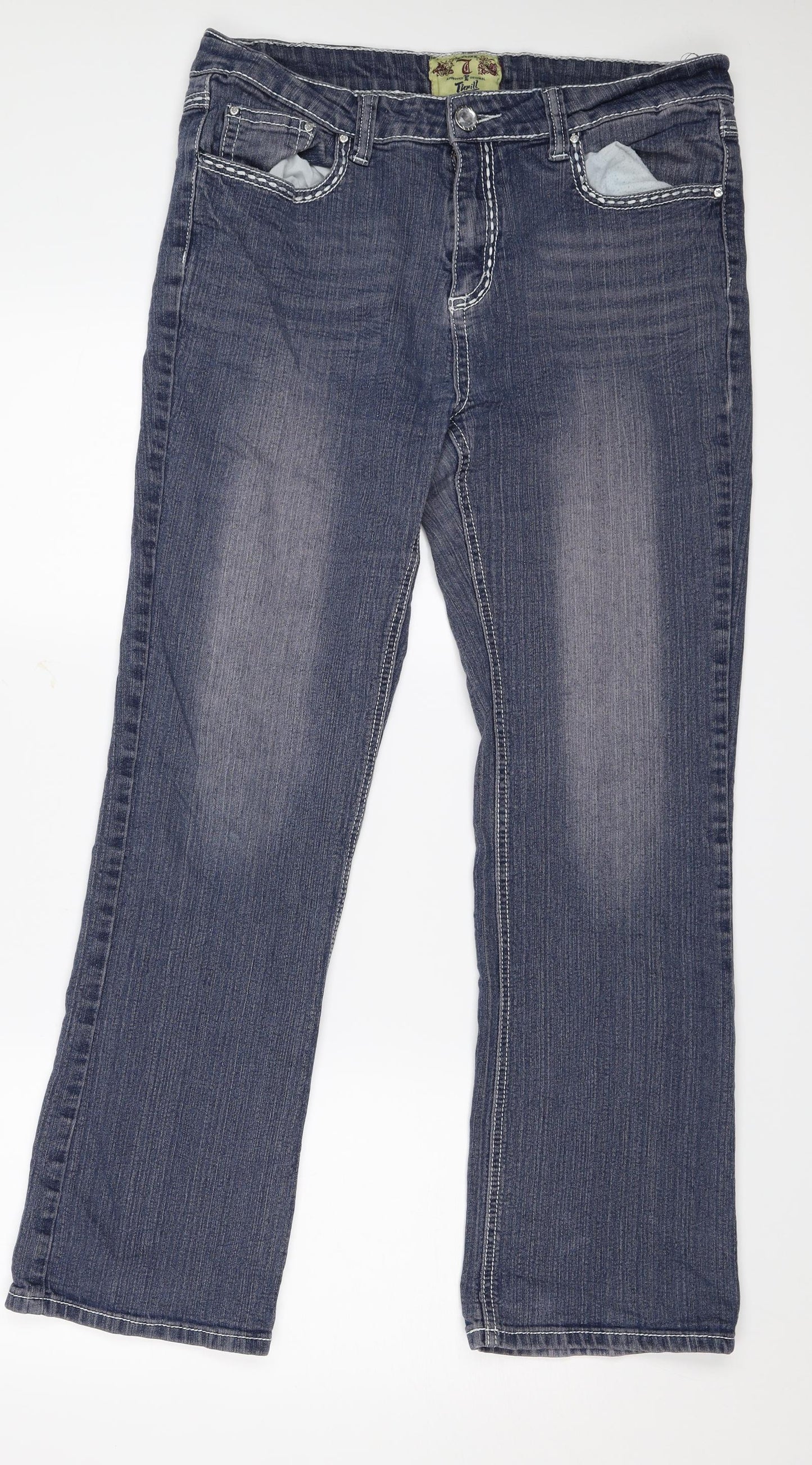 Thrill Womens Blue  Denim Bootcut Jeans Size 14 L29 in