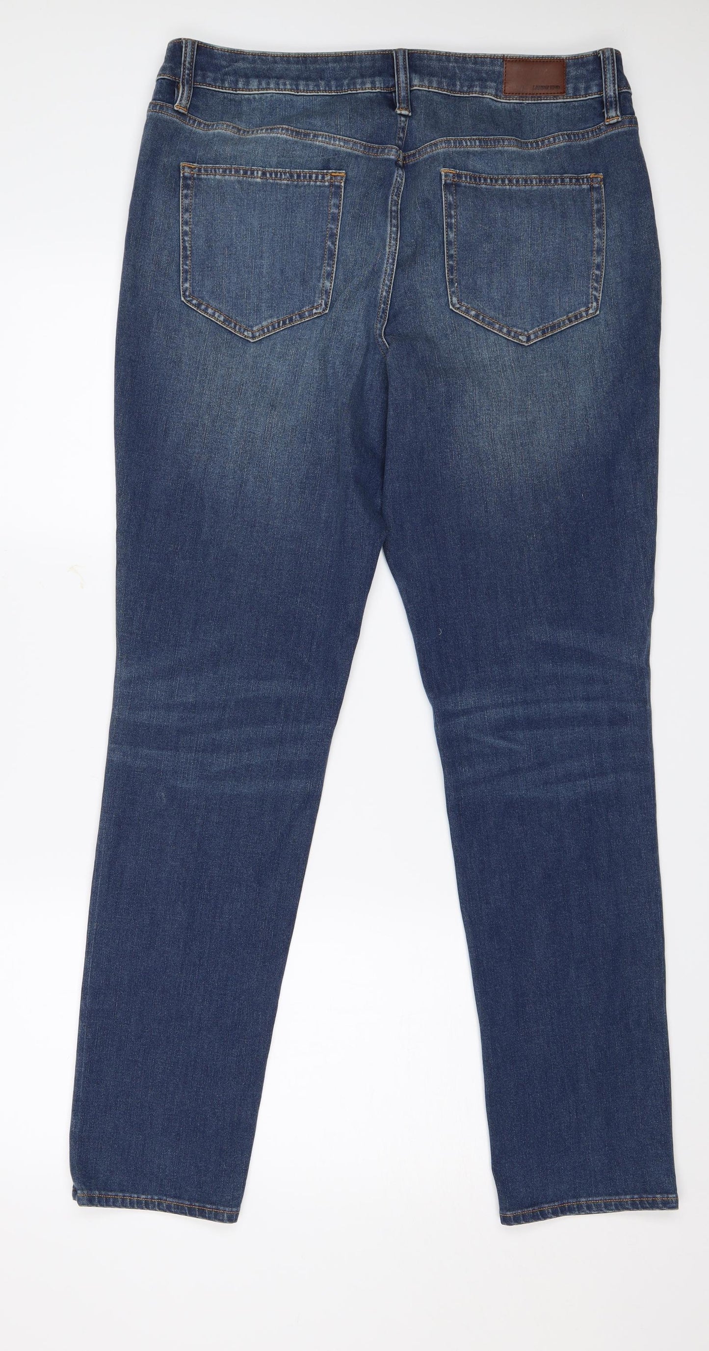 Lands End Womens Blue  Denim Straight Jeans Size 16 L32 in