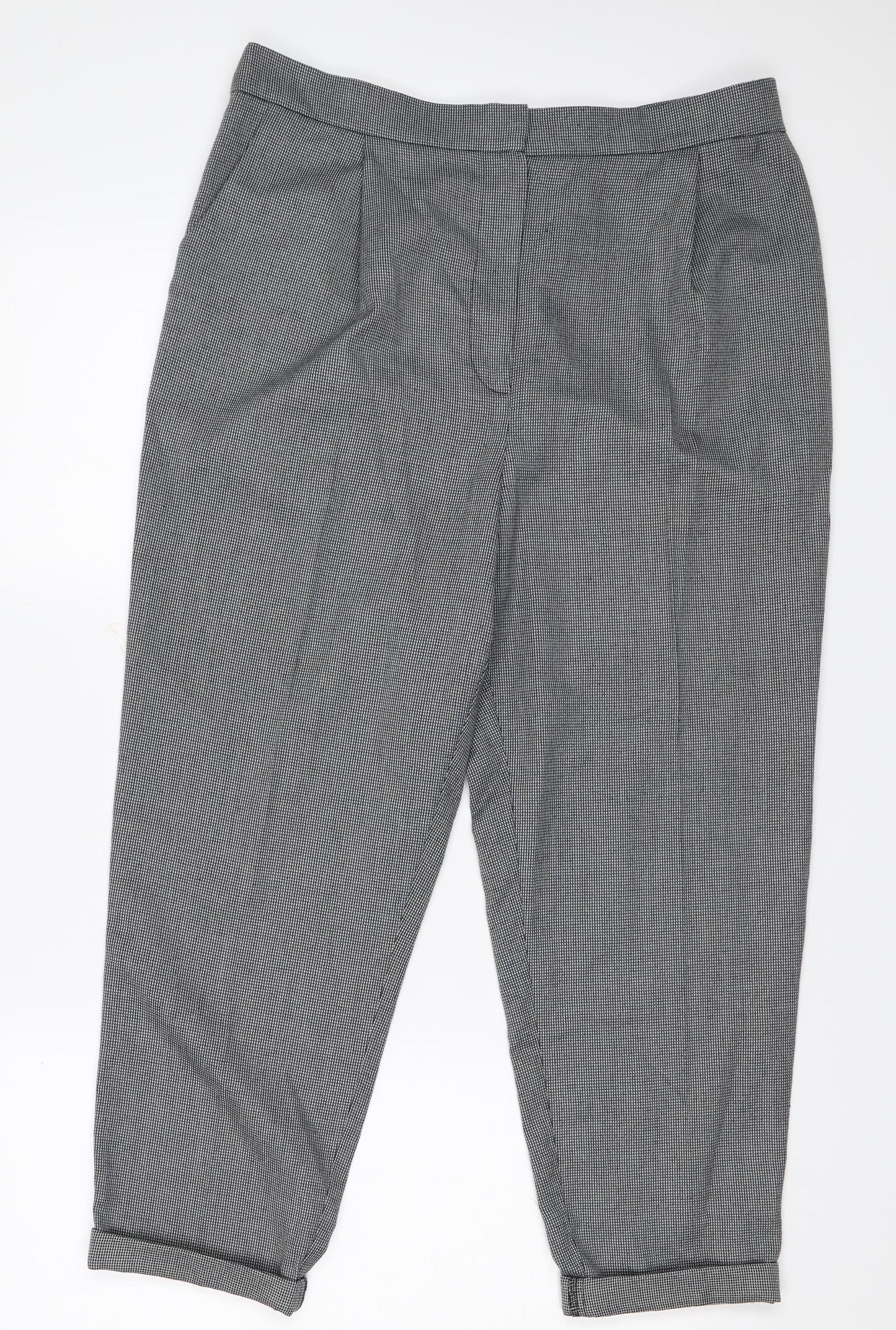 New Look Womens Grey Check  Trousers  Size 14 L23 in