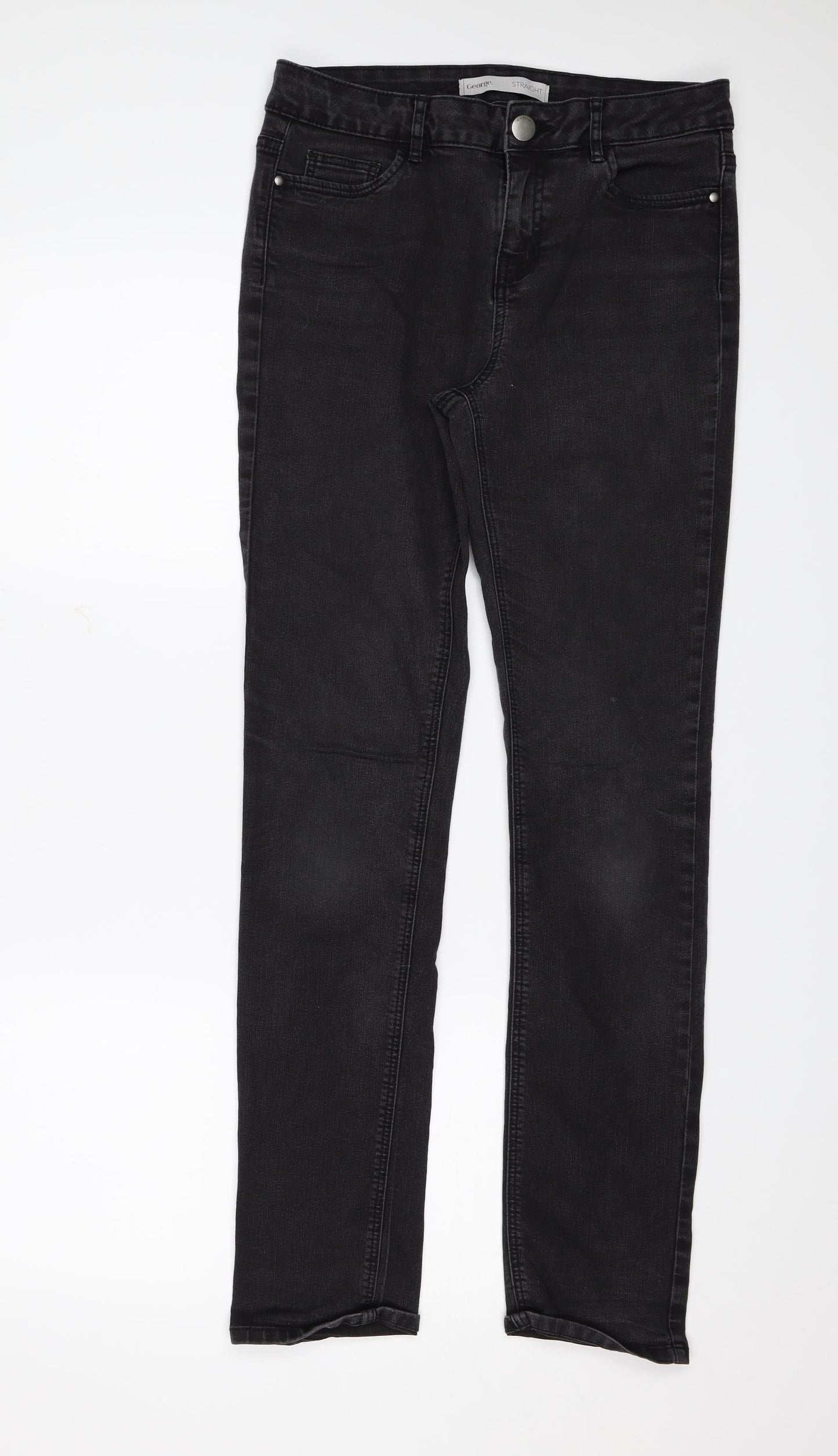 George Womens Black  Denim Straight Jeans Size 10 L30 in