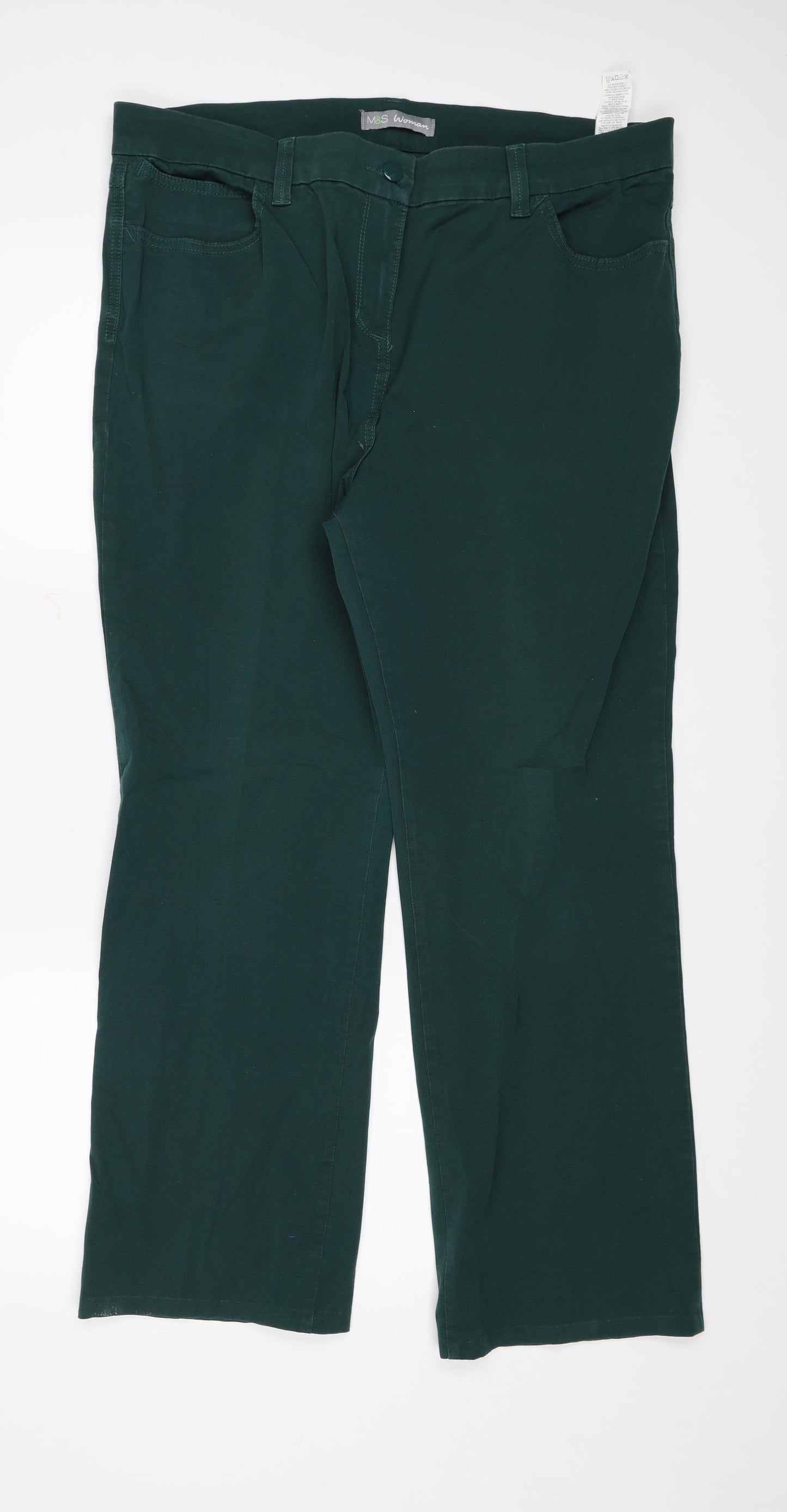 M&S Womens Green   Trousers  Size 18 L25 in