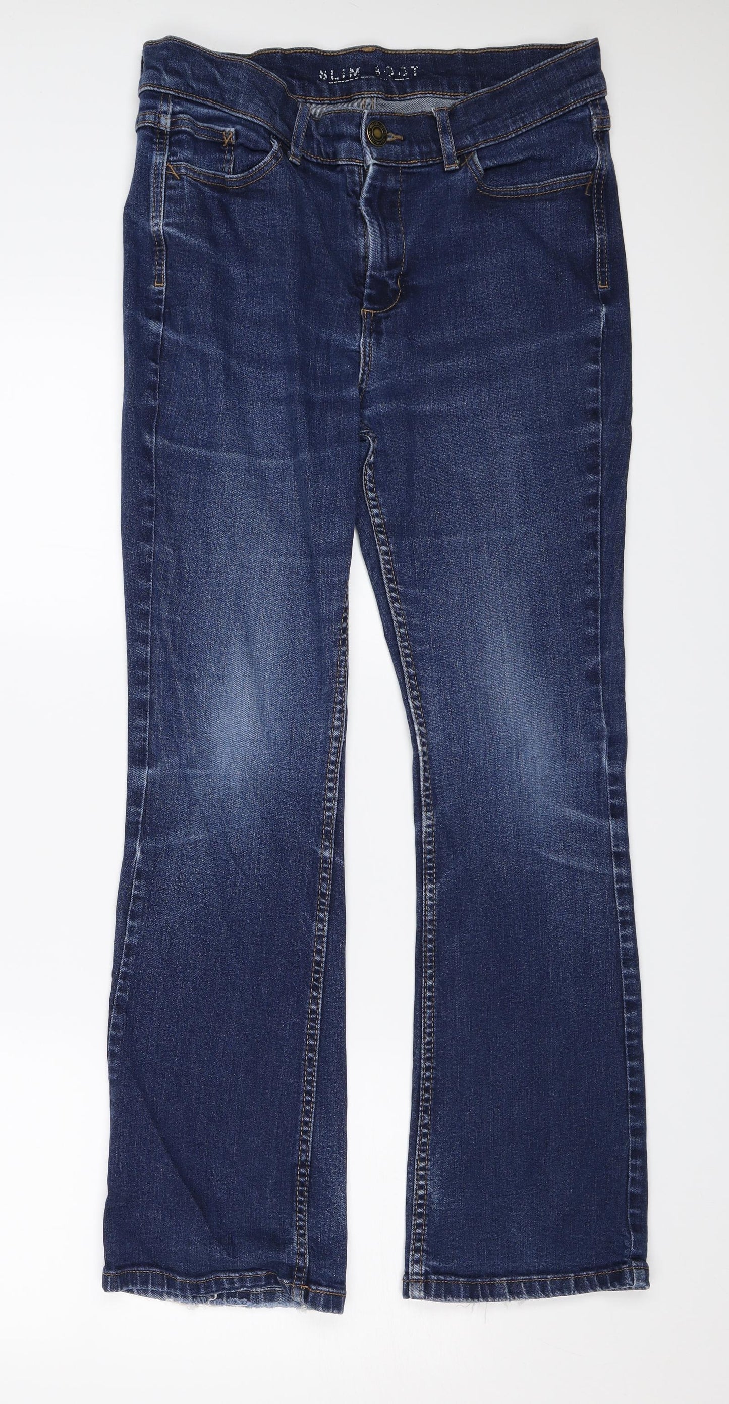 M&S Womens Blue  Denim Bootcut Jeans Size 12 L27 in