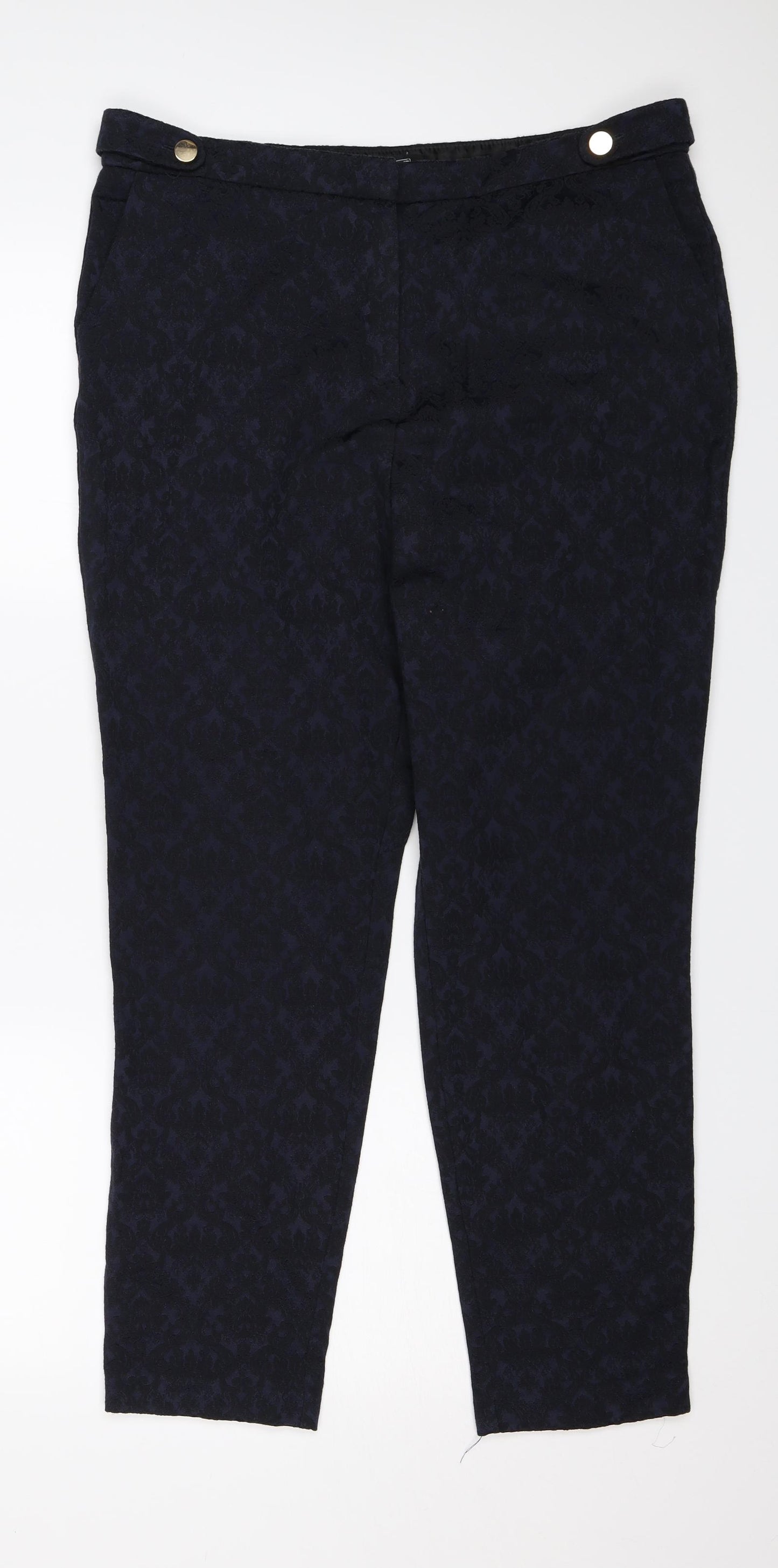 F&F Womens Blue Floral  Trousers  Size 14 L26.5 in