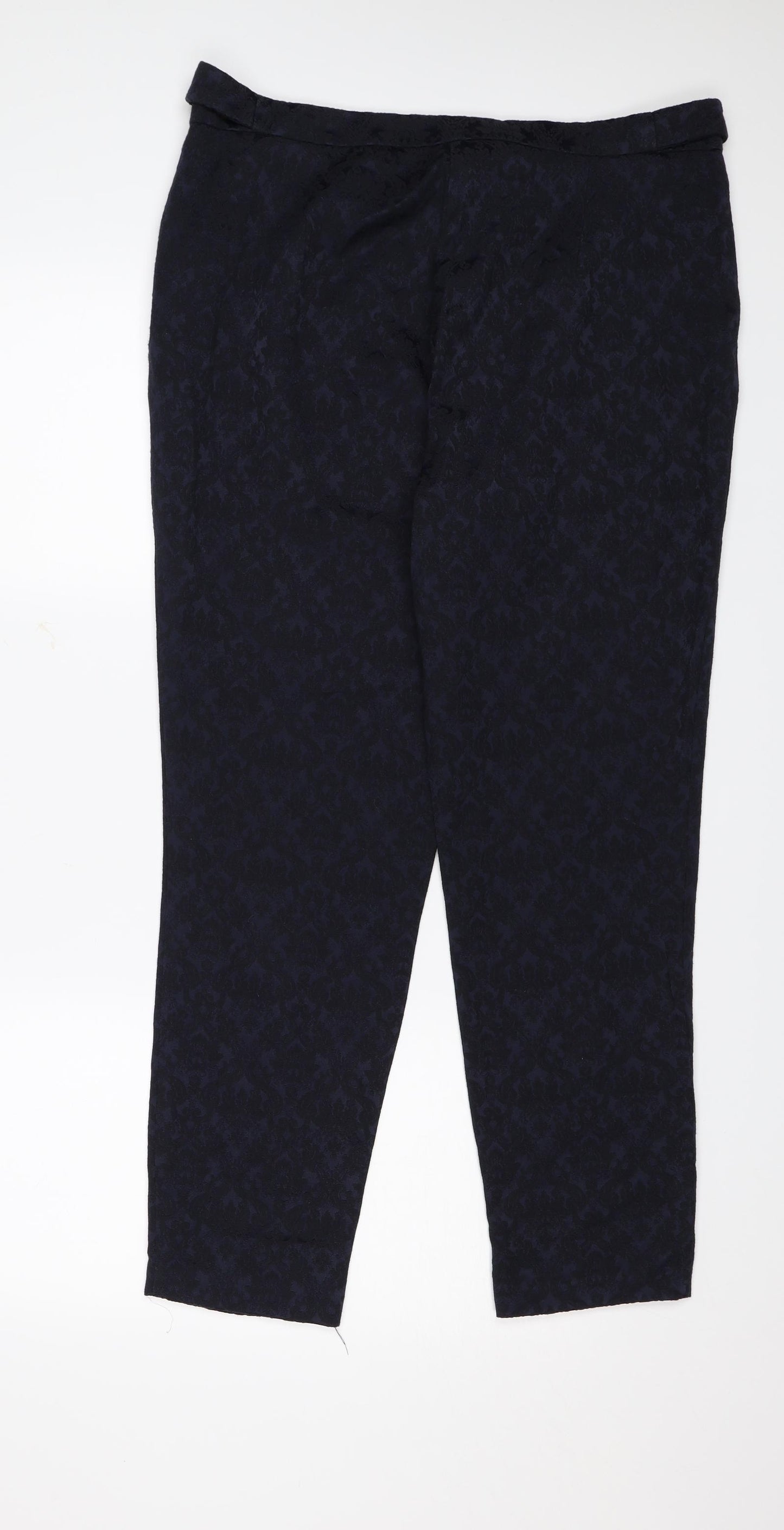 F&F Womens Blue Floral  Trousers  Size 14 L26.5 in