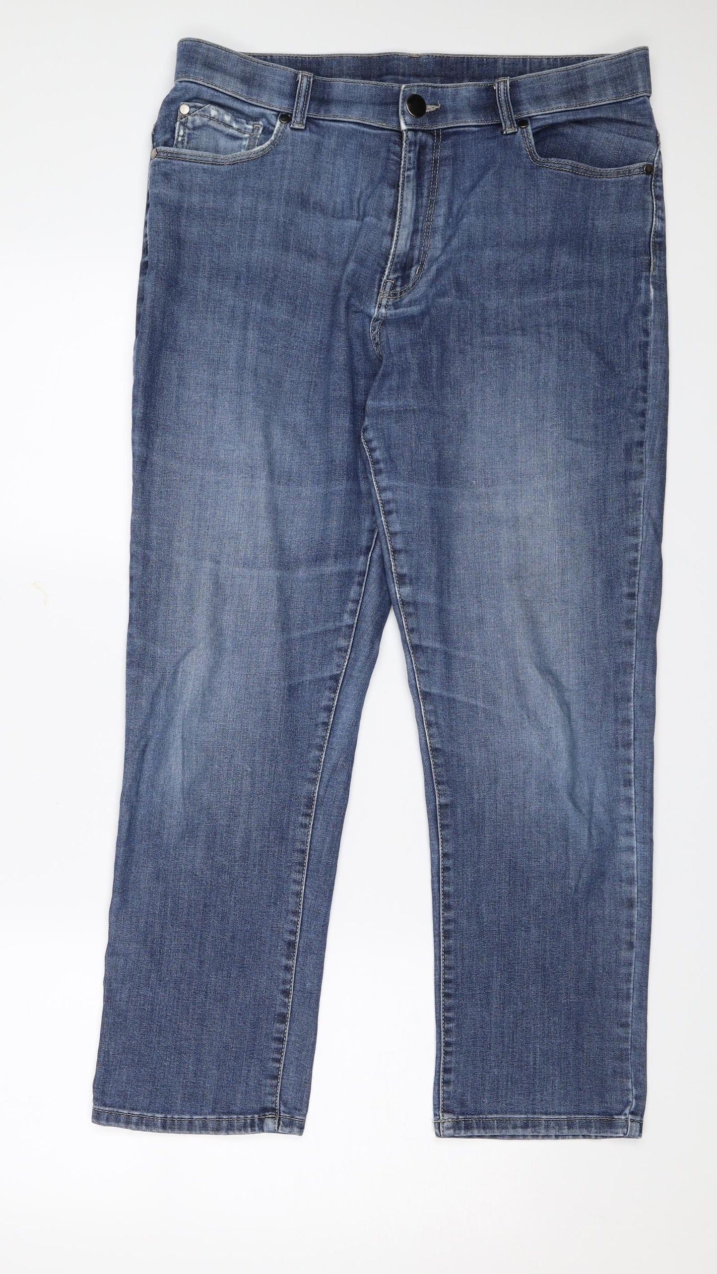 M&S Womens Blue  Denim Straight Jeans Size 12 L26 in