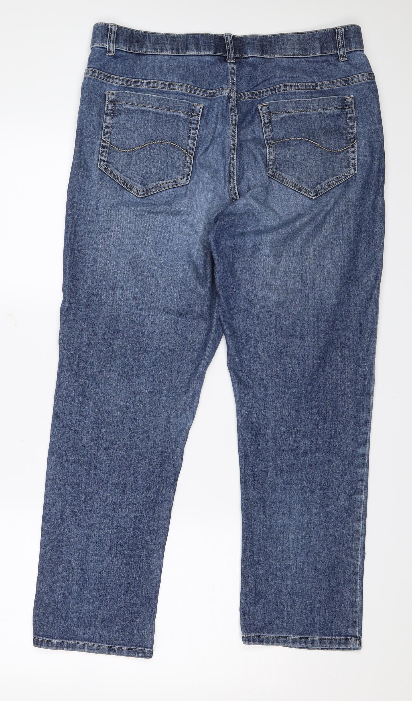 M&S Womens Blue  Denim Straight Jeans Size 12 L26 in