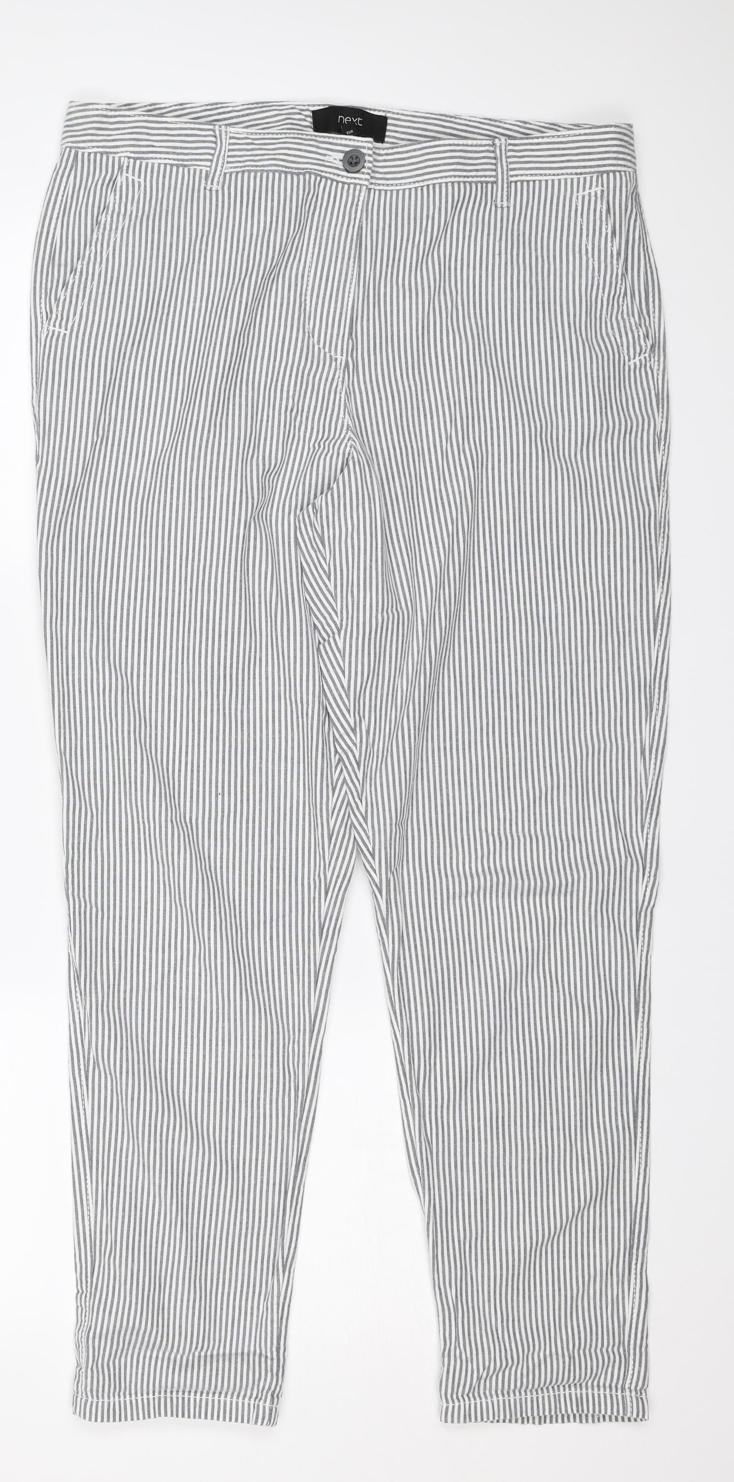 NEXT Womens White Striped  Trousers  Size 14 L27 in