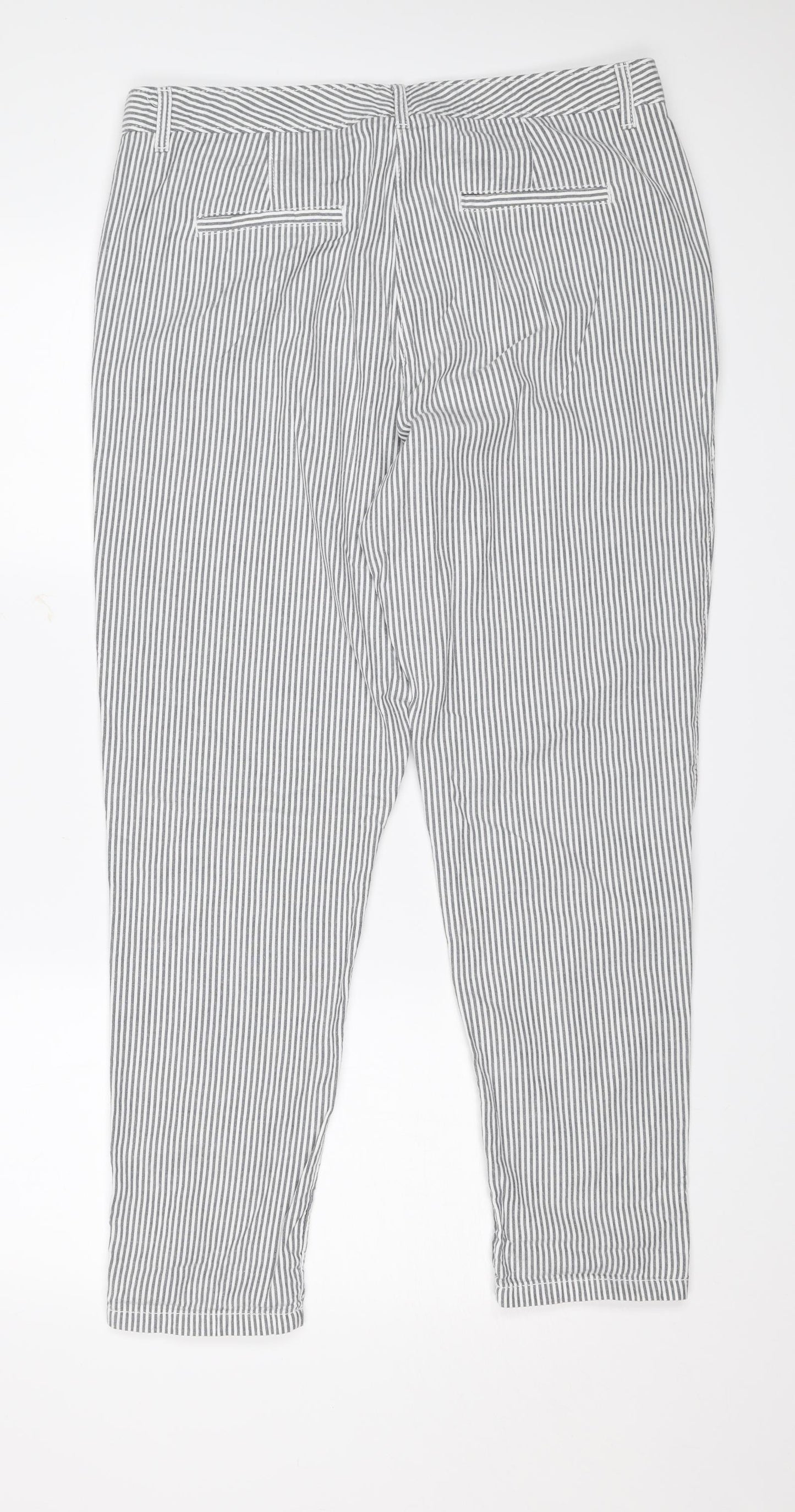 NEXT Womens White Striped  Trousers  Size 14 L27 in