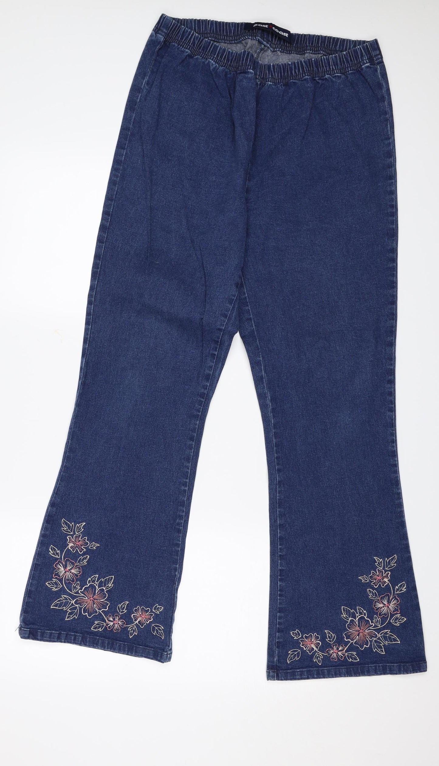 East Coast Womens Blue Floral Denim Straight Jeans Size 22 L28 in