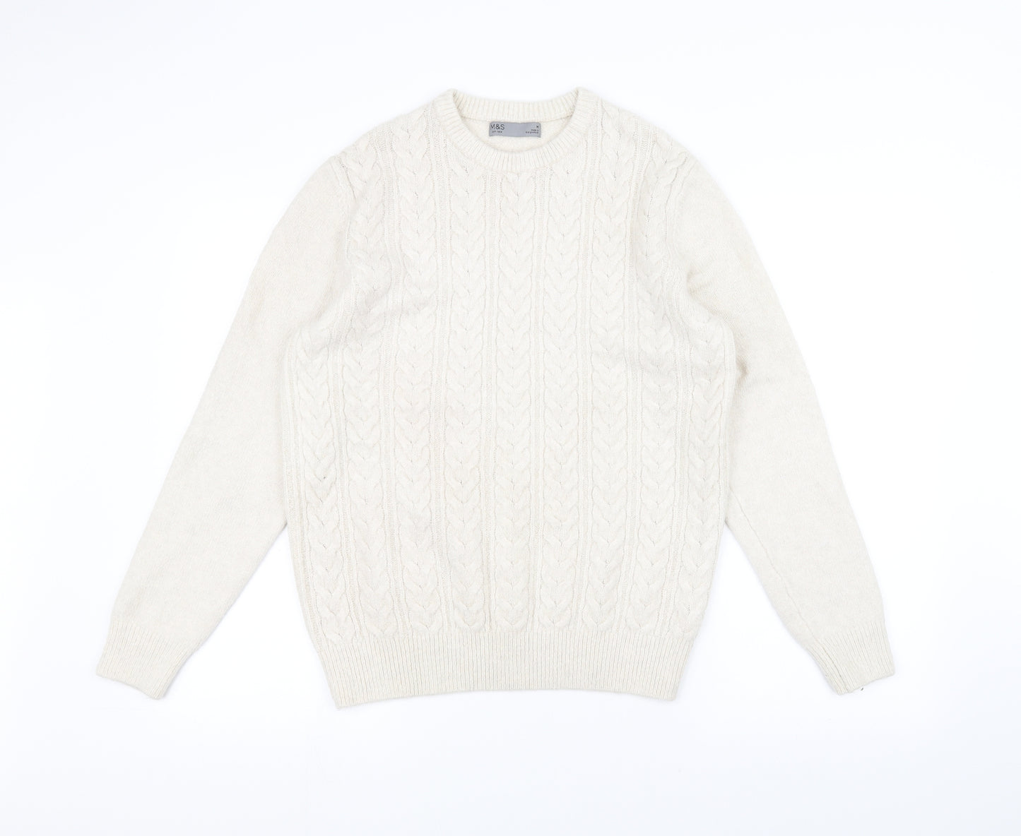 Marks and Spencer Mens White  Knit Pullover Jumper Size M