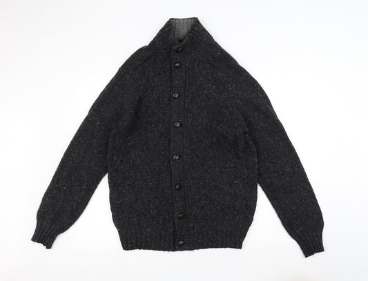 Front view of Marks & Spencer men’s black knit jacket coatigan, size M