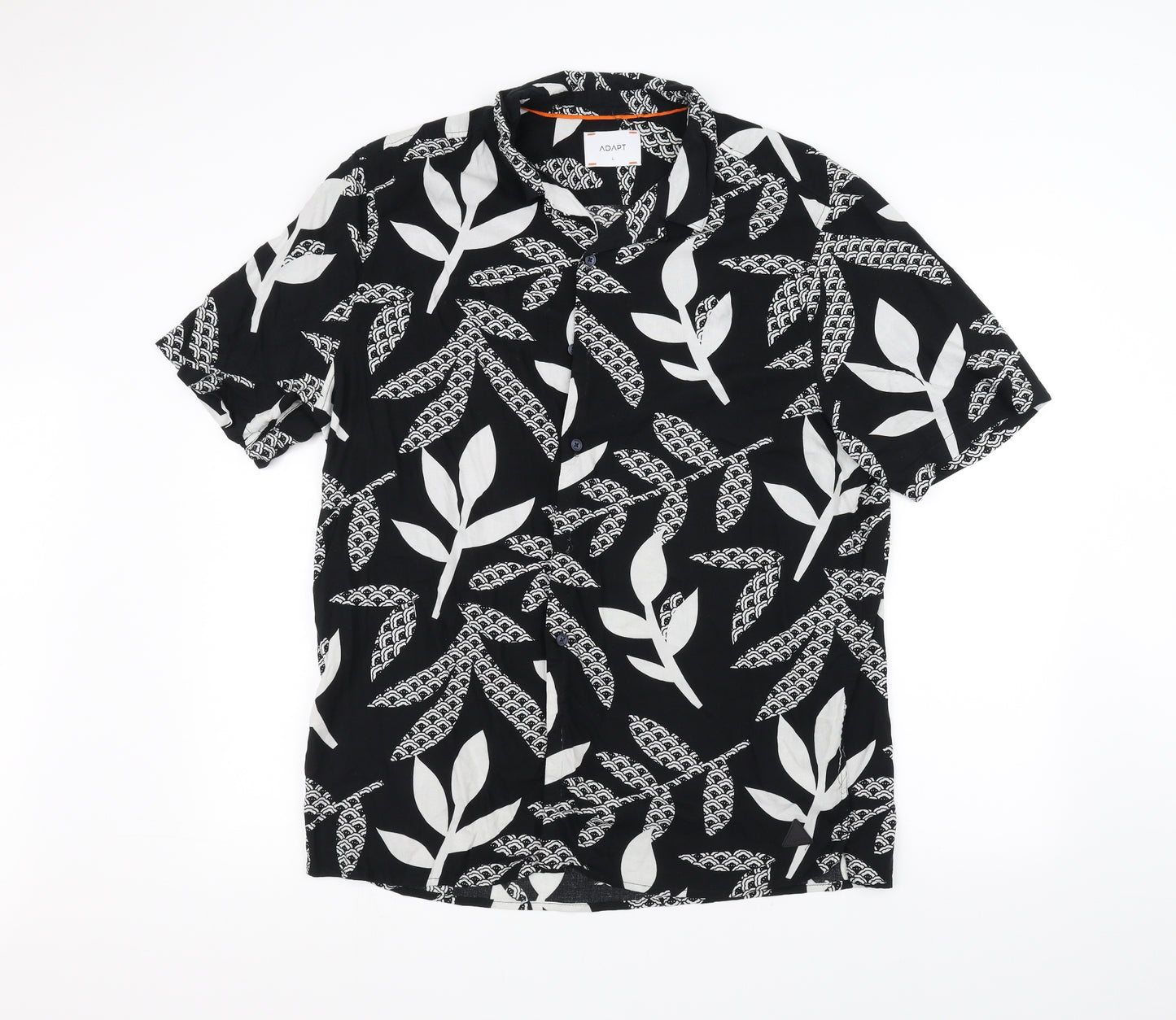 Adapt Mens Black Floral   Dress Shirt Size L