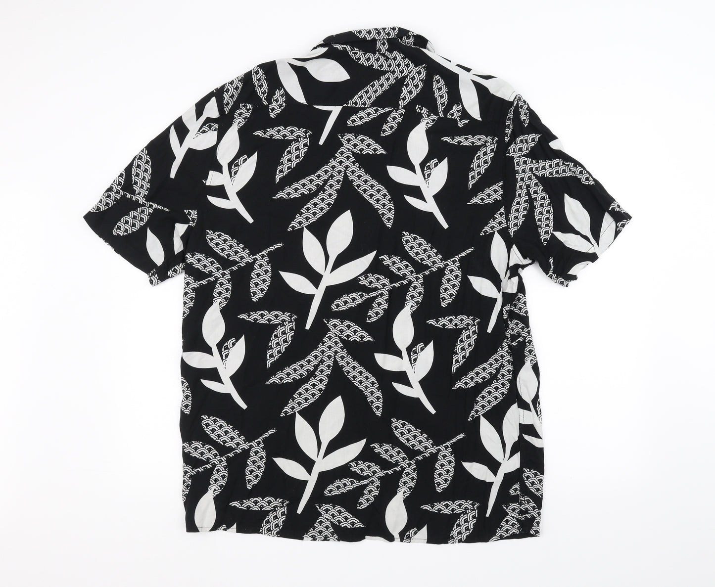 Adapt Mens Black Floral   Dress Shirt Size L
