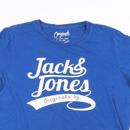 JACK & JONES Mens Blue    T-Shirt Size L