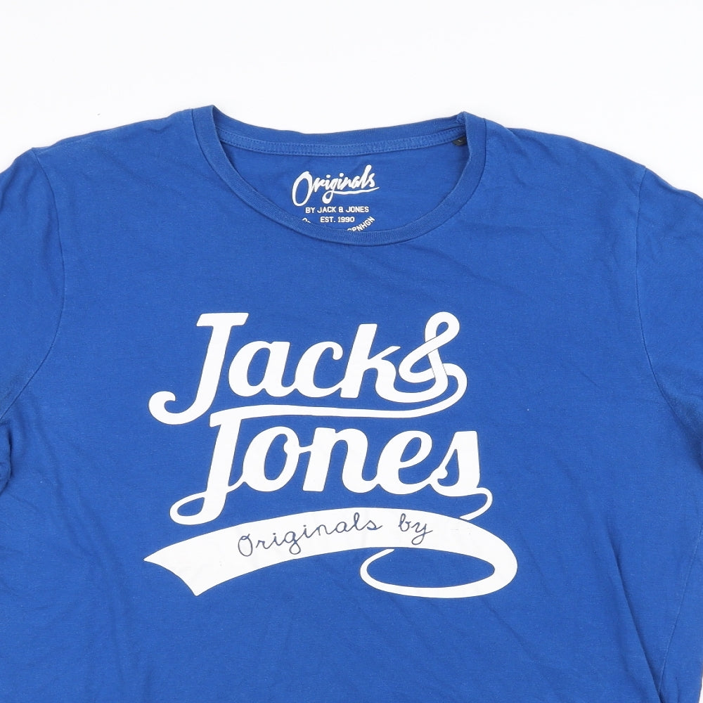 JACK & JONES Mens Blue    T-Shirt Size L