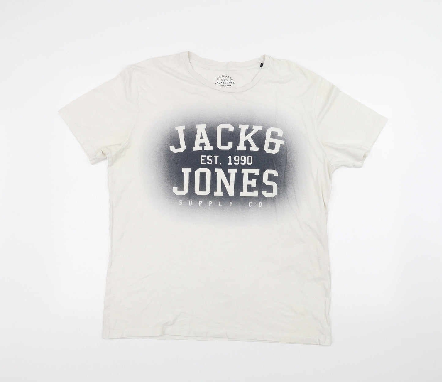 JACK & JONES Mens White    T-Shirt Size XL