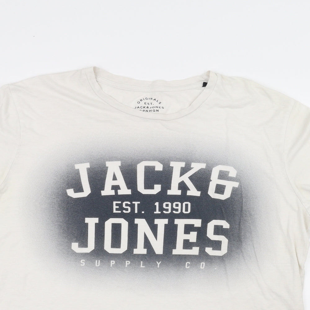 JACK & JONES Mens White    T-Shirt Size XL