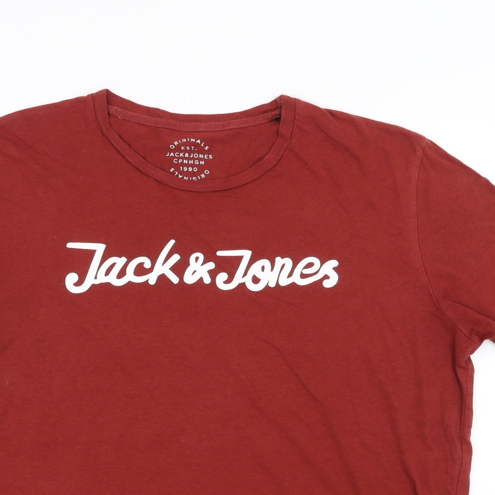 JACK & JONES Mens Red    T-Shirt Size XL