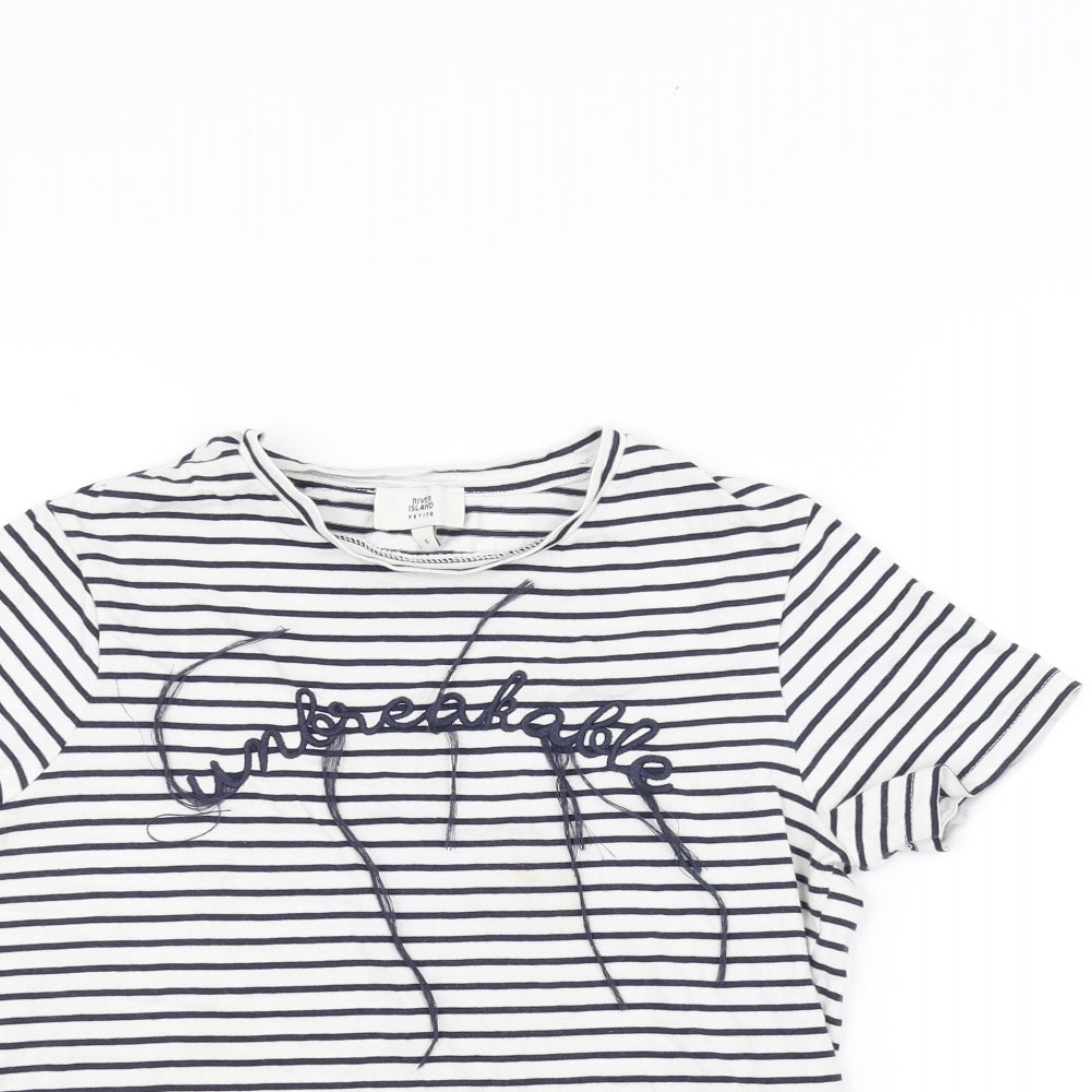 River Island Womens White Striped  Basic T-Shirt Size 6