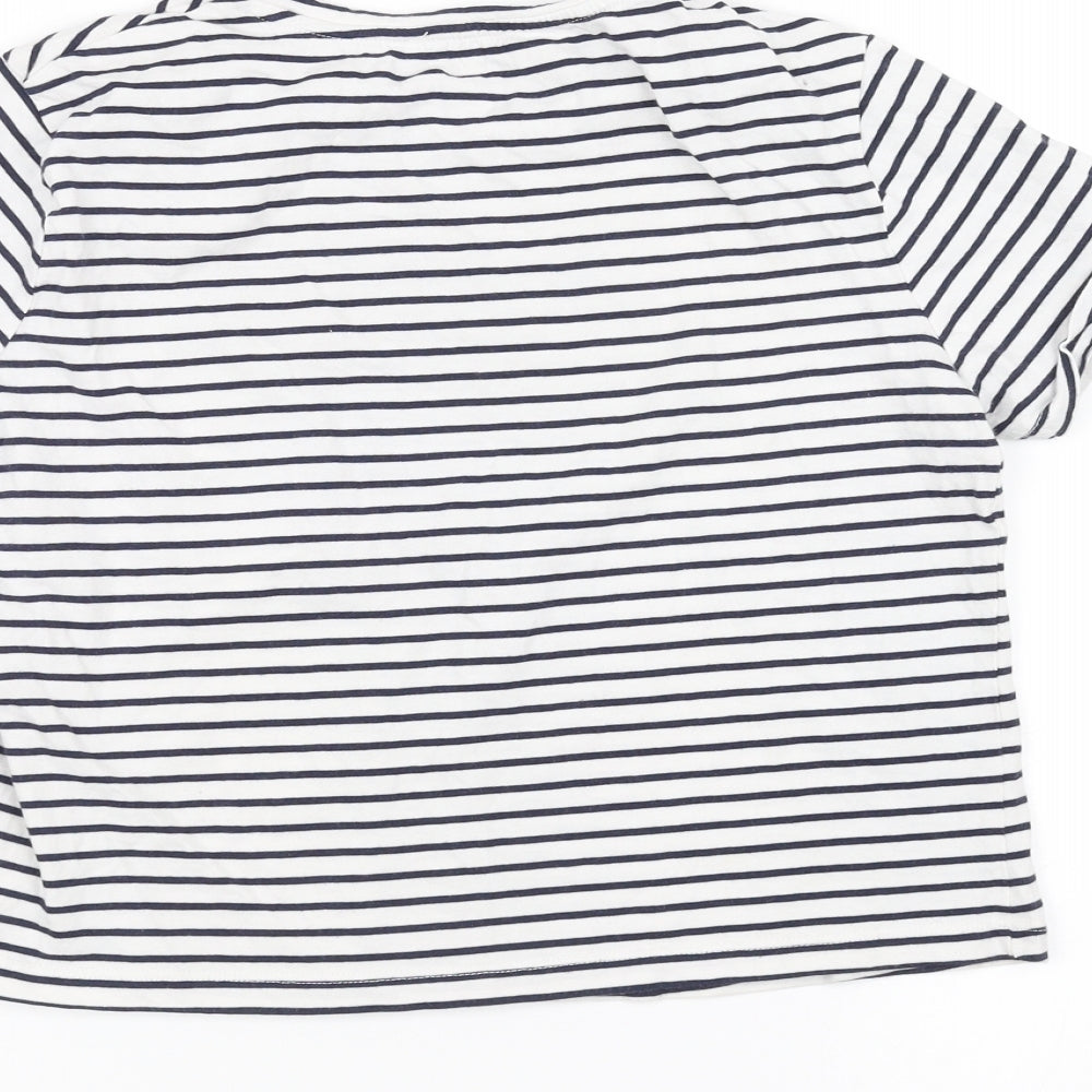 River Island Womens White Striped  Basic T-Shirt Size 6
