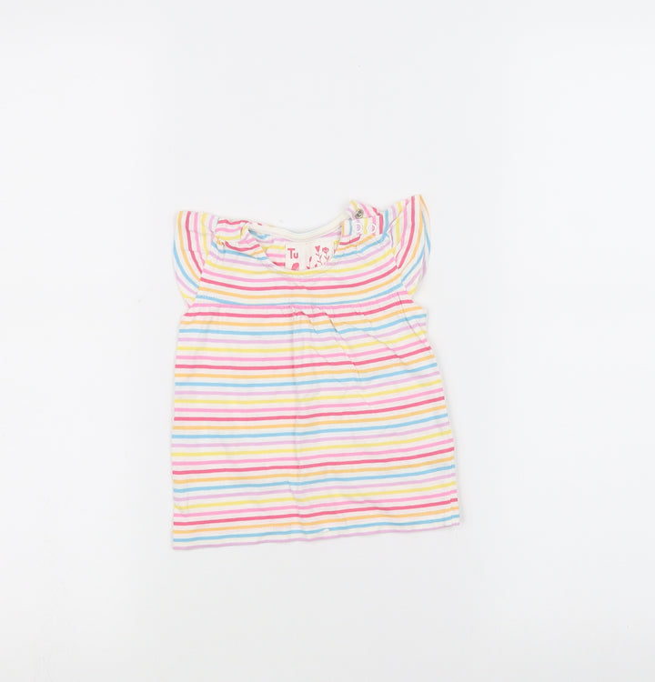 TU Baby White Striped Basic T-Shirt Size 6-9 Months