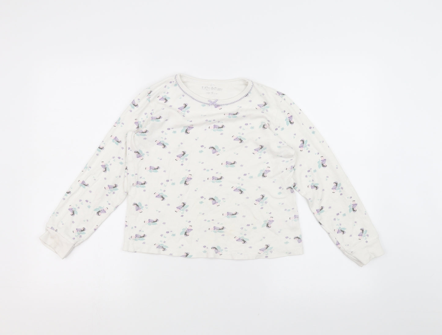 Lily & dan Girls White   Basic T-Shirt Size 9-10 Years