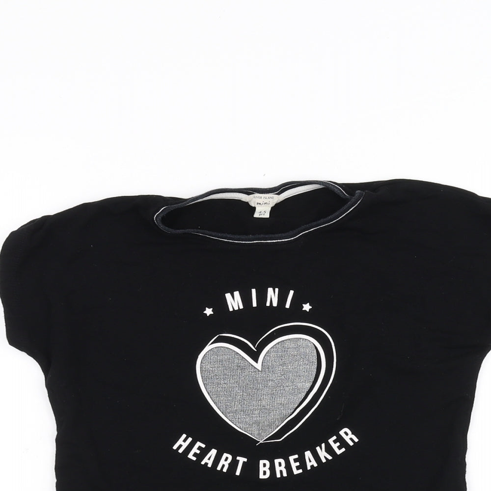 River Island Girls Black   Basic T-Shirt Size 4-5 Years