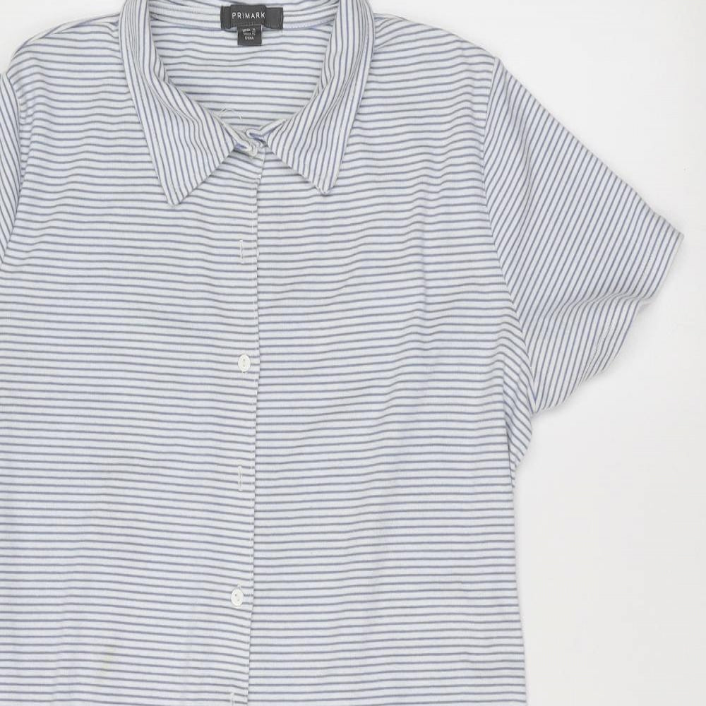Primark Womens White Striped  Basic Button-Up Size 18