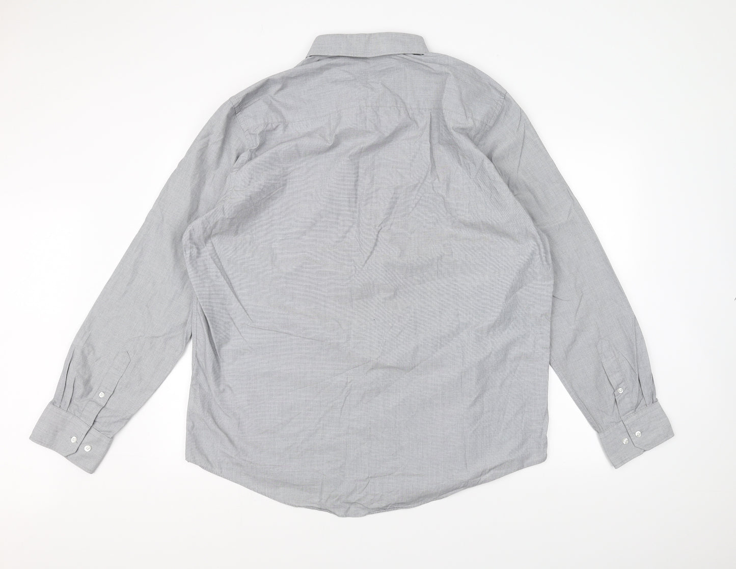 TU Mens Grey    Dress Shirt Size 17.5