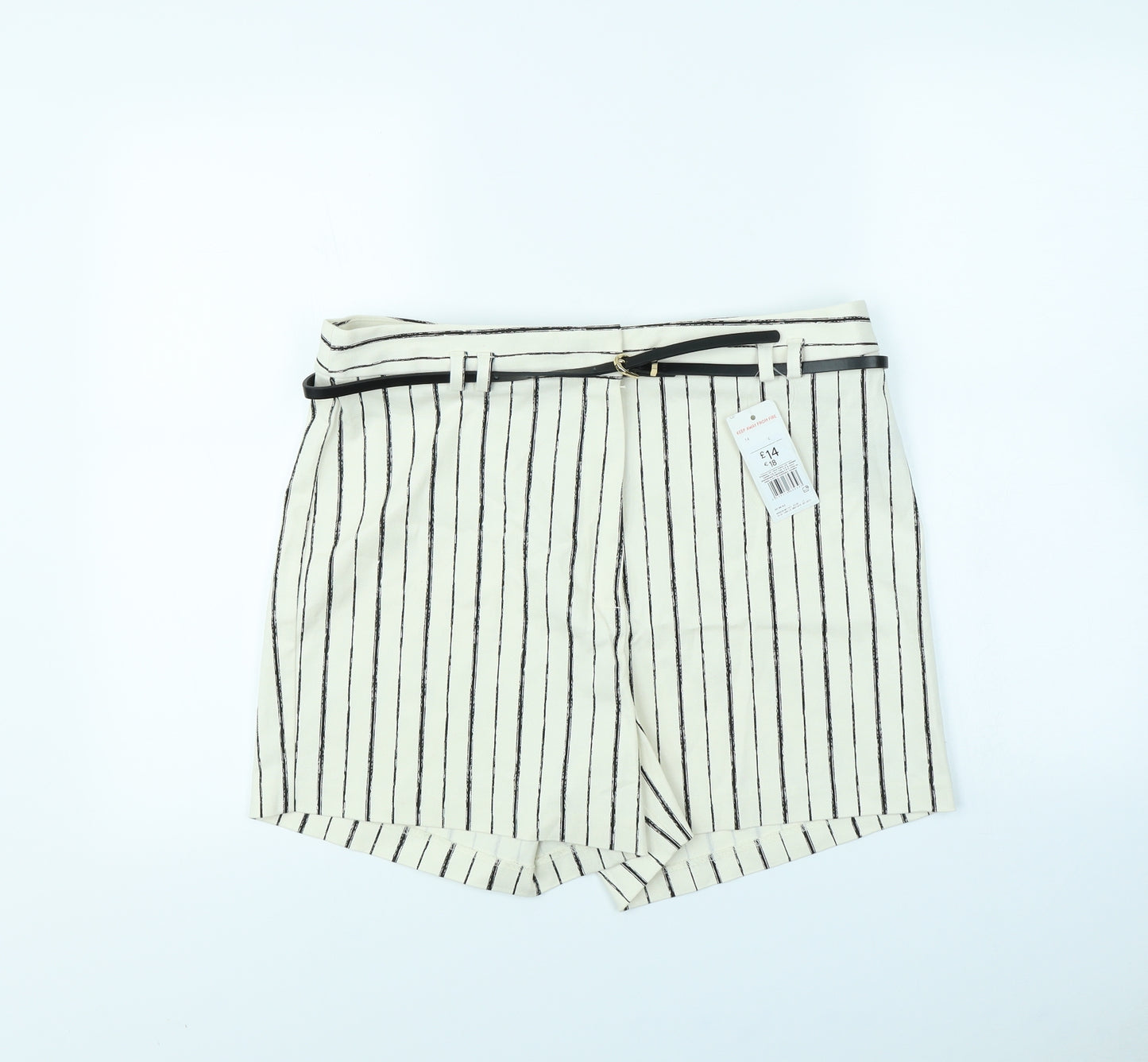 F&F Womens Beige Striped  Sailor Shorts Size 14