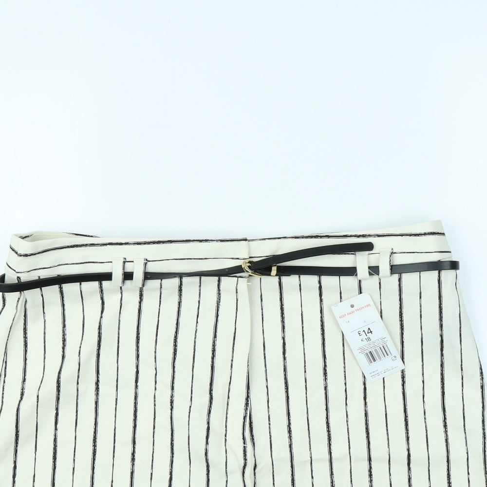 F&F Womens Beige Striped  Sailor Shorts Size 14